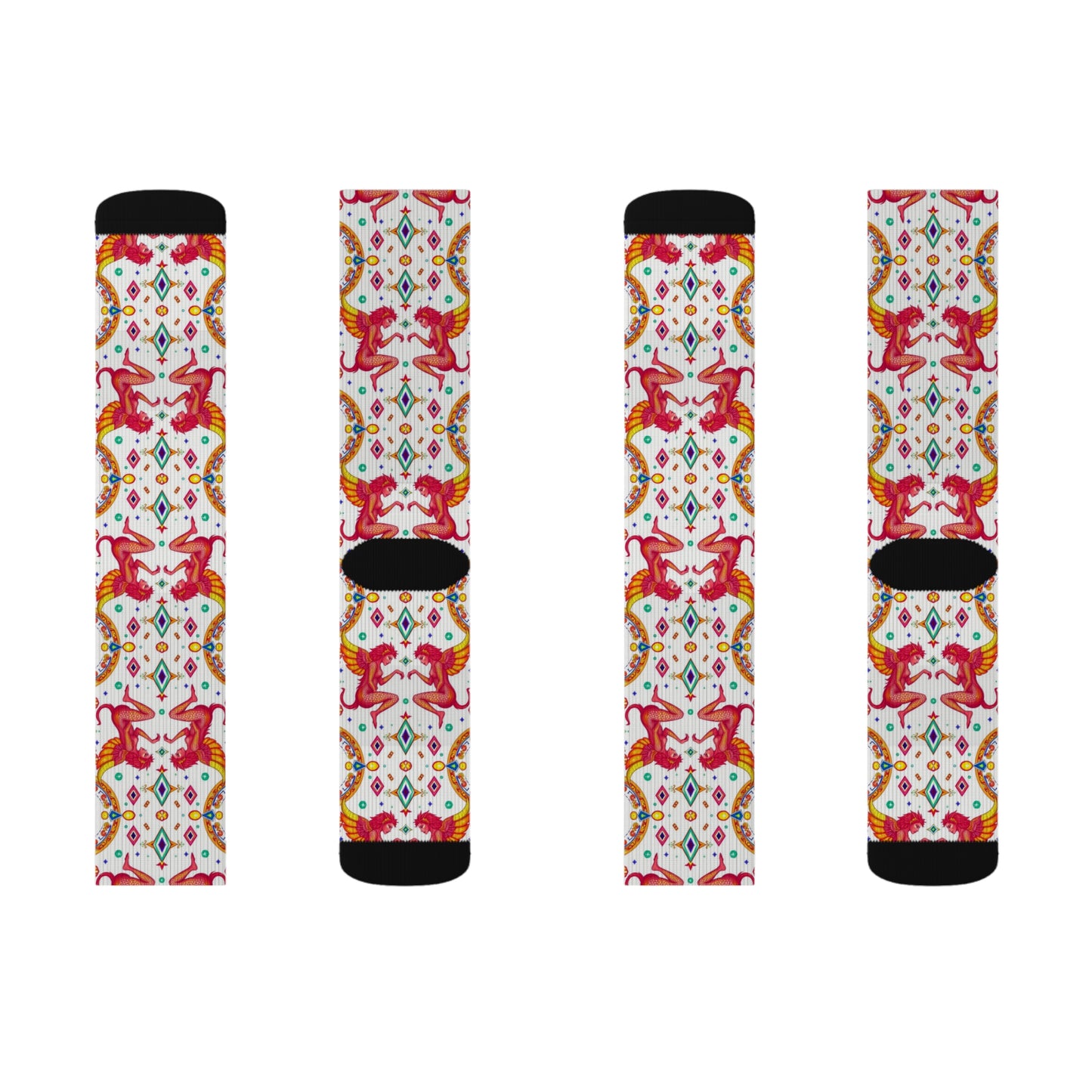 Sublimation Socks, Gemini, Zodiac, Jewel Pattern