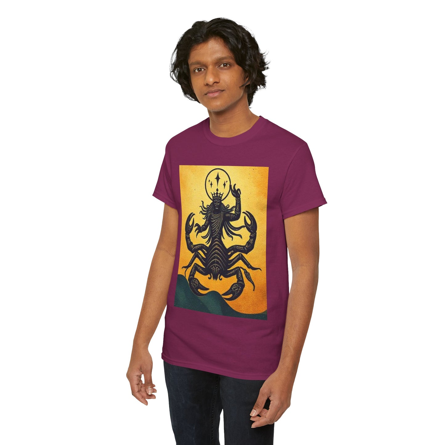 Unisex Heavy Cotton T-Shirt, Scorpion King, Print Art v1, Scorpio Zodiac Design