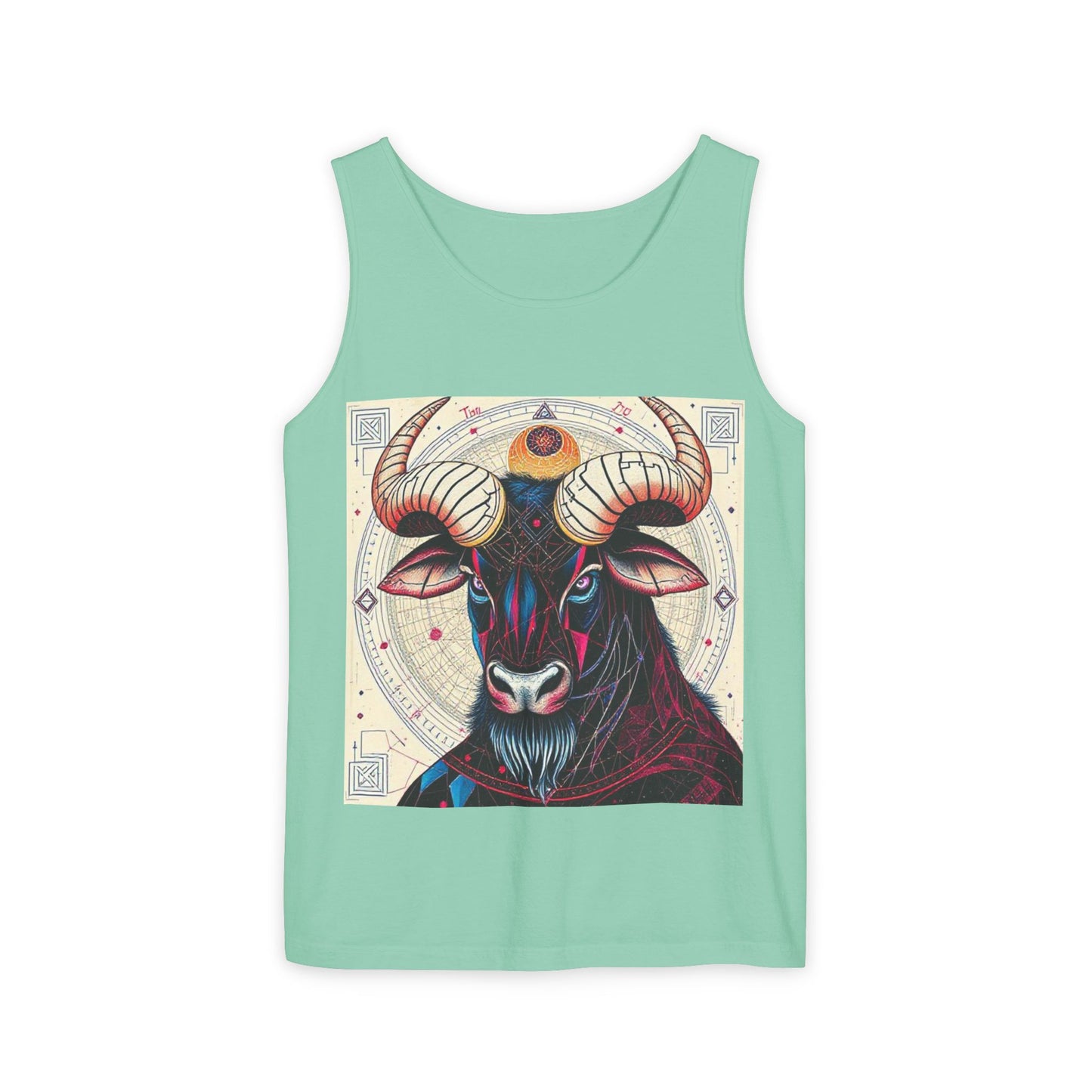 Unisex Garment-Dyed, Tank Top, Taurus Design, Pop Art, 100% US cotton