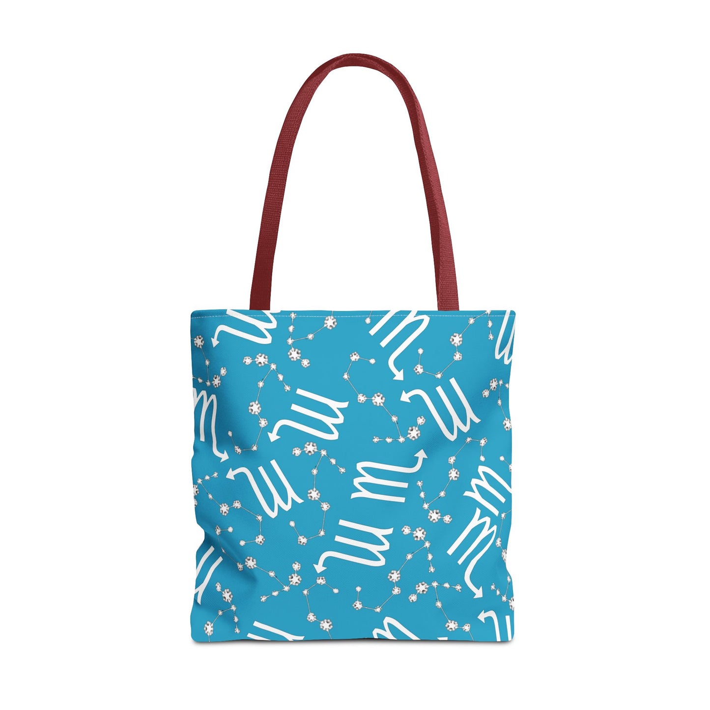 Tote Bag, Scorpio Zodiac Sign, AOP, (Turquoise, White)