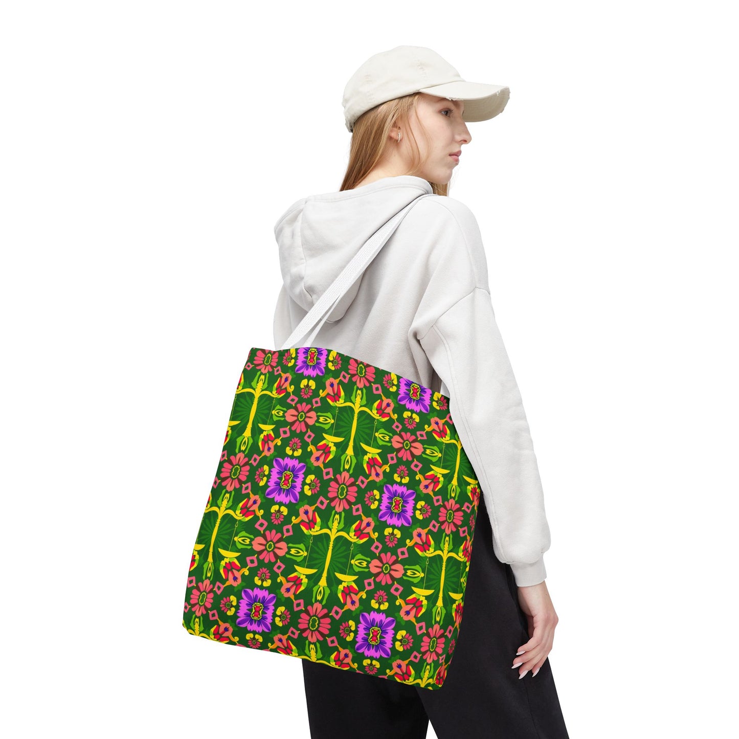 Tote Bag (AOP), Libra, Zodiac, Flower Pattern
