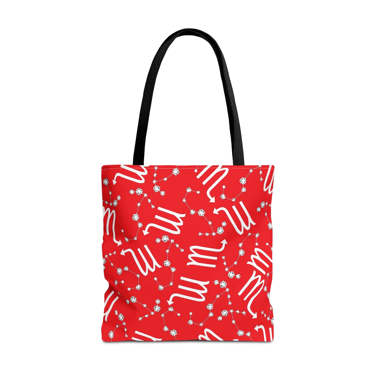 Tote Bag, Scorpio Zodiac Sign, AOP, (Red, White)