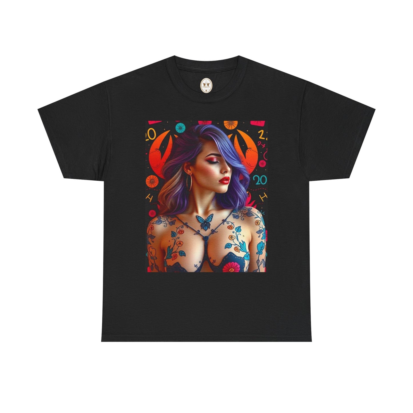 Unisex Heavy Cotton T-Shirt, Cancer, Zodiac, Sexy Art