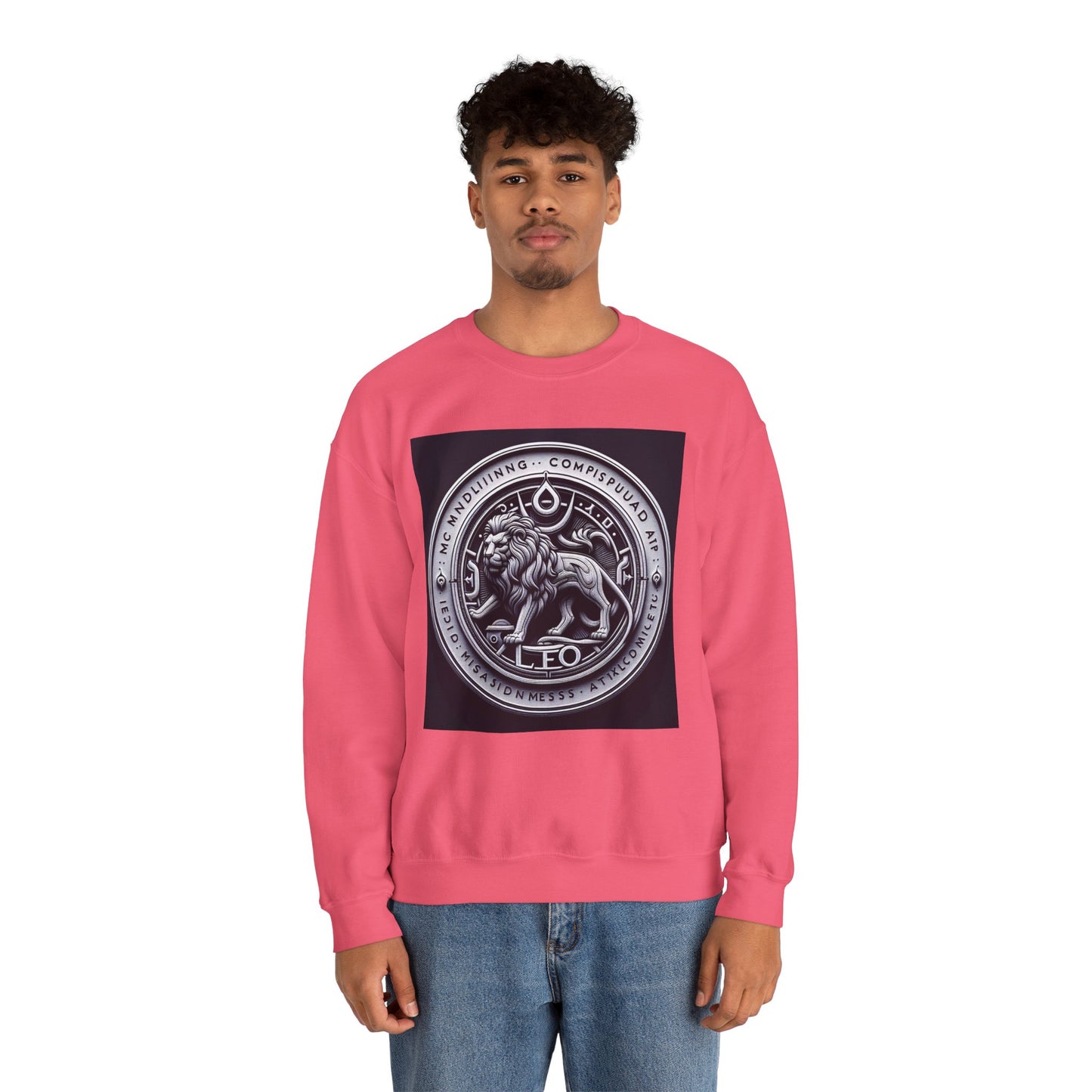 Unisex Heavy Blend™ Crewneck Sweatshirt, Lion Coin, Leo Zodiac Design