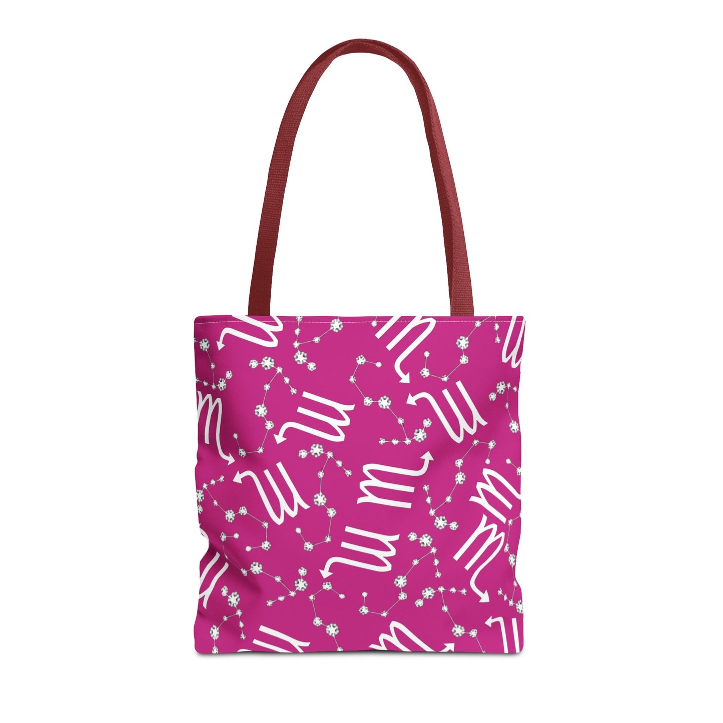 Tote Bag, Scorpio Zodiac Sign, AOP, (Pink, White)