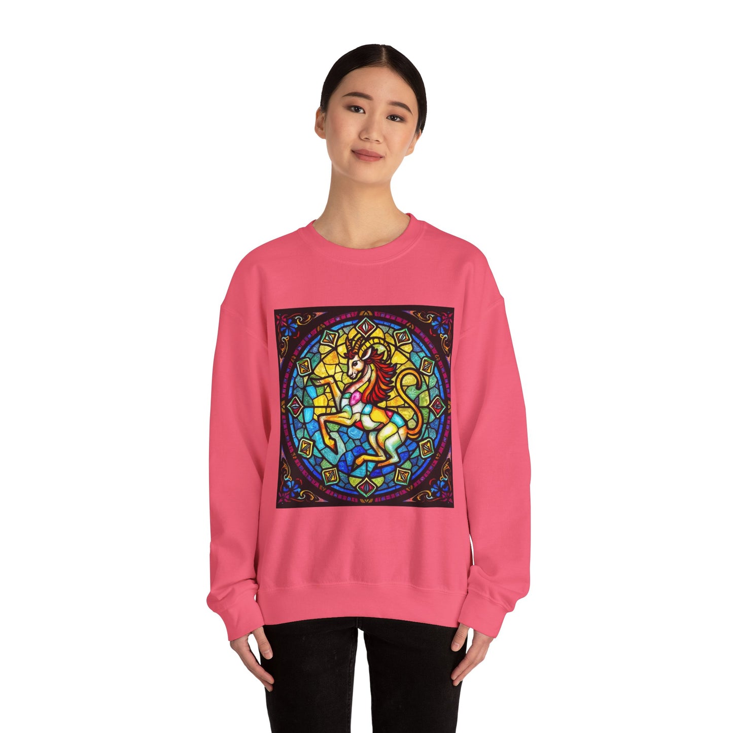 Unisex Heavy Blend™ Crewneck Sweatshirt, Glass, Capricorn Zodiac Design