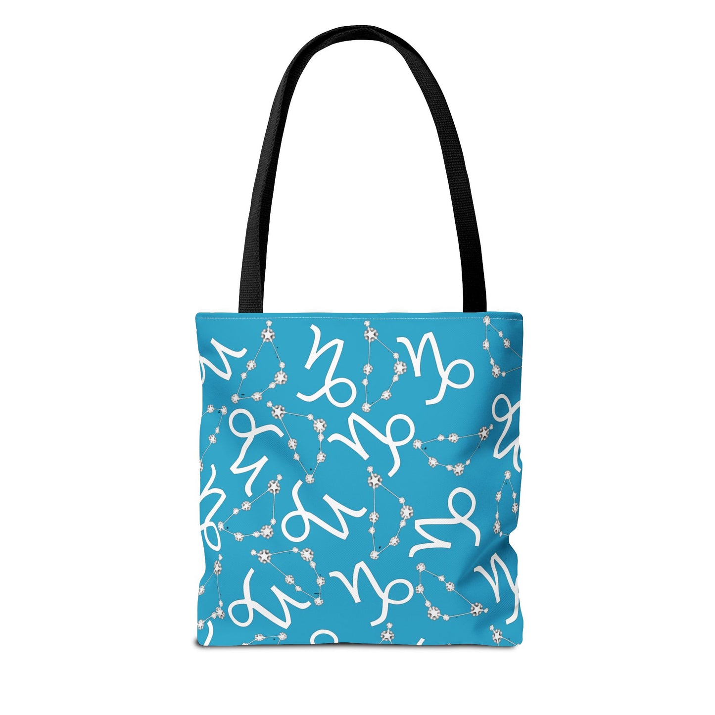 Tote Bag, Capricorn Zodiac Sign, AOP, (Turquoise, White)