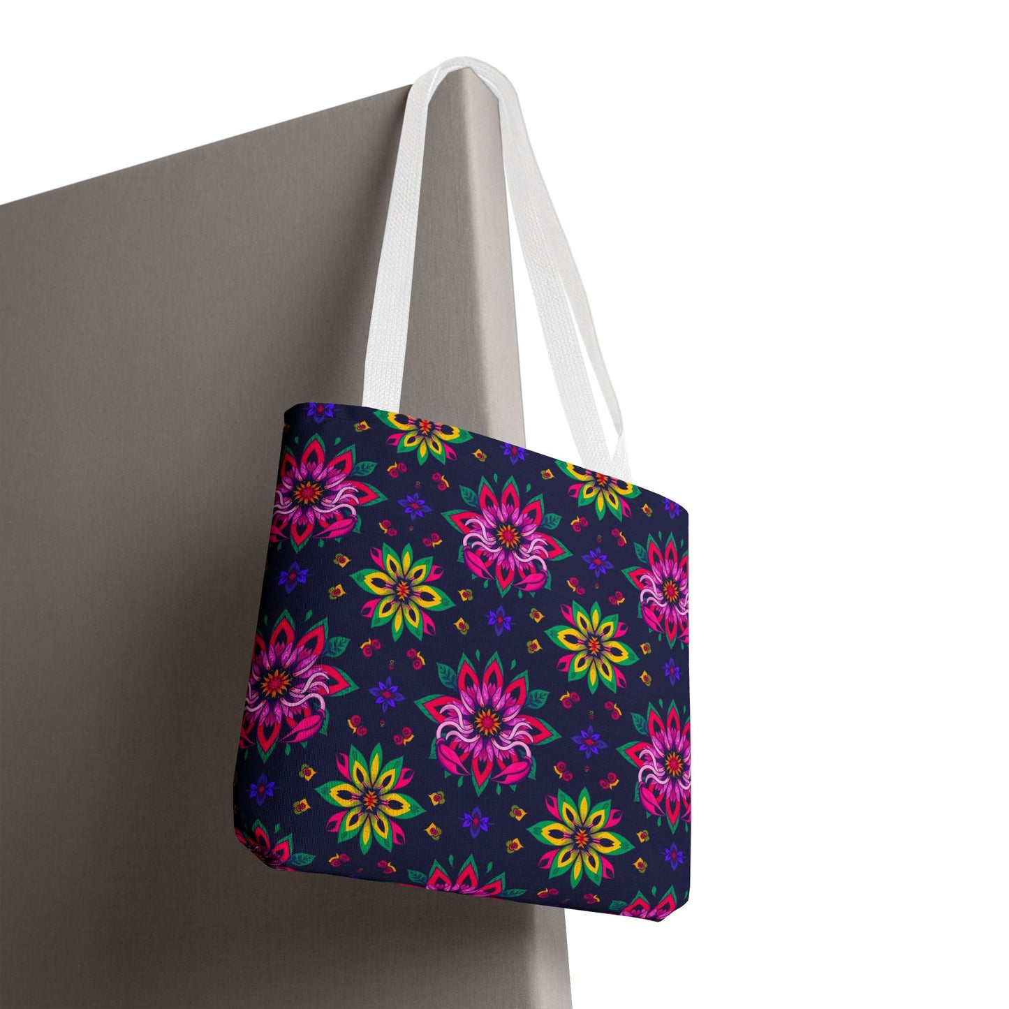 Tote Bag (AOP), Scorpio, Zodiac v2, Flower Pattern