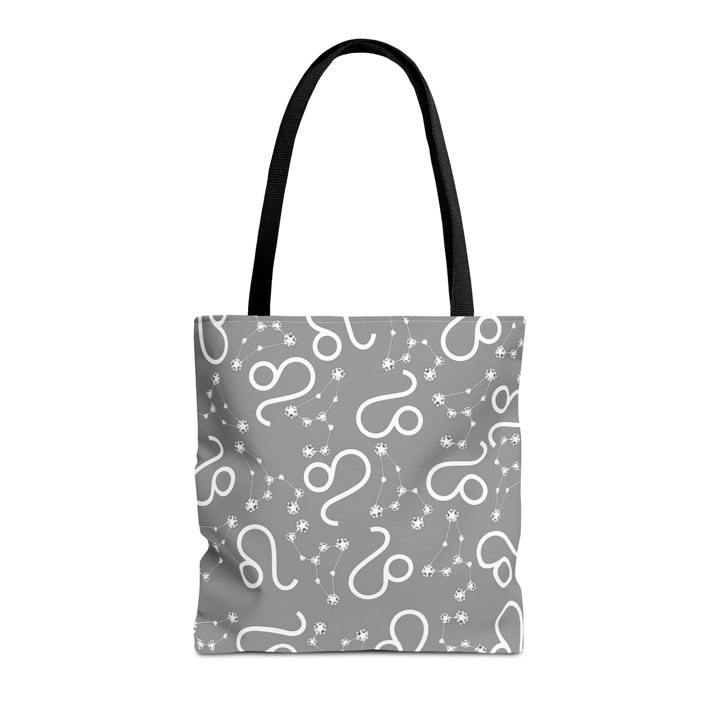 Tote Bag, Leo Zodiac Sign, AOP, (Grey, White)