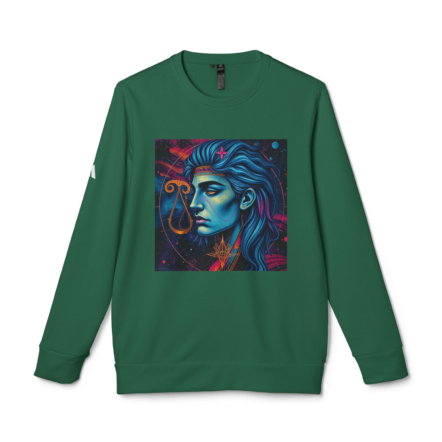 Adidas, Unisex Fleece Crewneck Sweatshirt, Libra, Pop Art, Zodiac