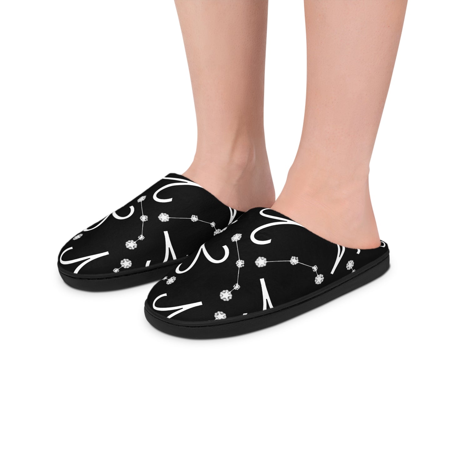 Women's Indoor Slippers, Aries Zodiac Sign, 100% polyester, Outer-layer and lining