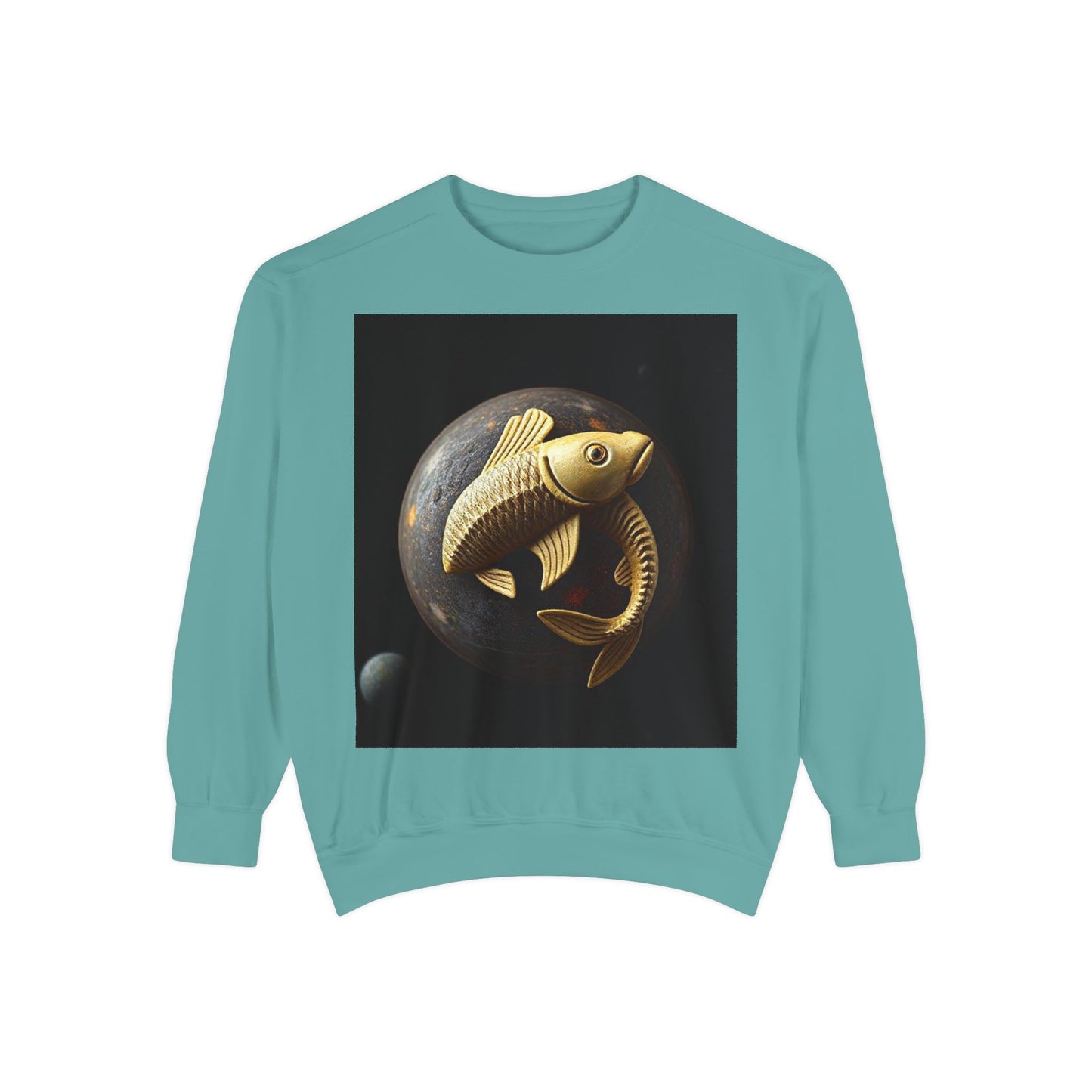 Garment-Dyed Sweatshirt, Unisex, Space Animal Design v1, Pisces