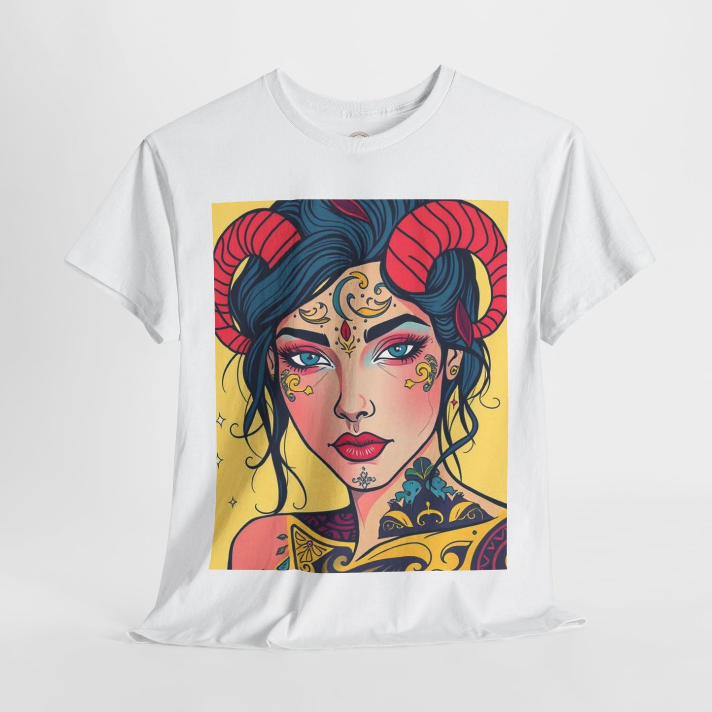 Unisex Heavy Cotton T-Shirt, Aries, Zodiac, Sexy Art