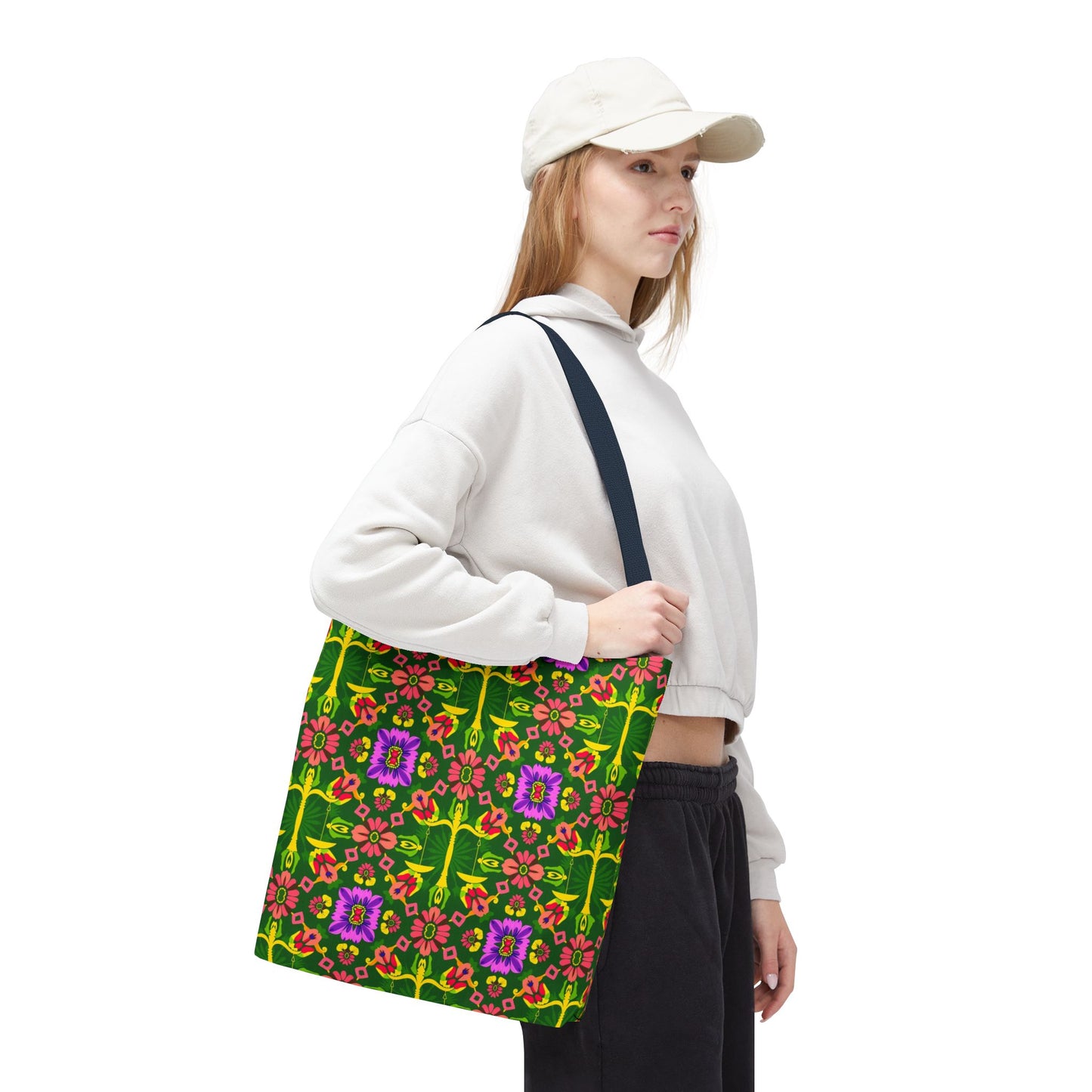 Tote Bag (AOP), Libra, Zodiac, Flower Pattern