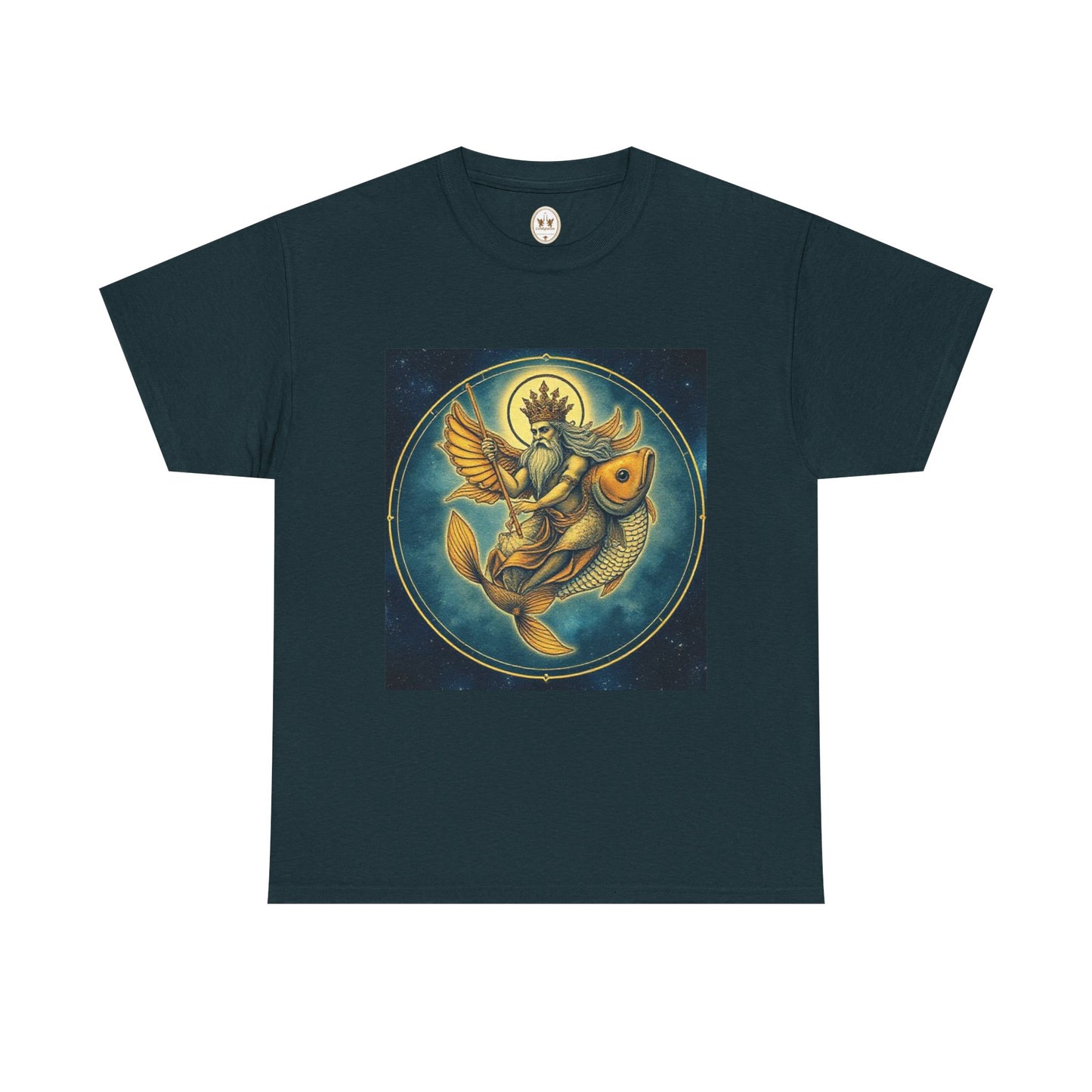 Unisex Heavy Cotton T-Shirt, Pisces King v1, Zodiac Design