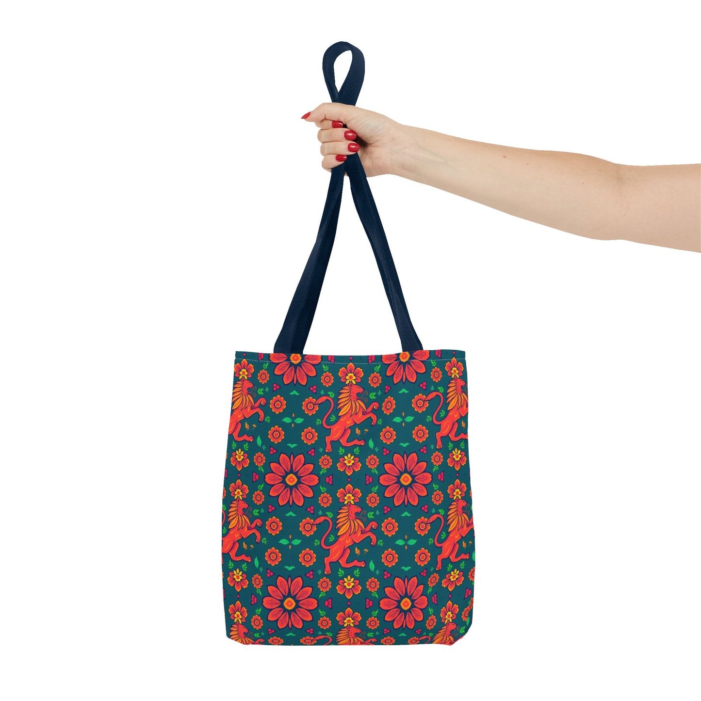 Tote Bag, (AOP), Leo, Zodiac v4, Flower Pattern