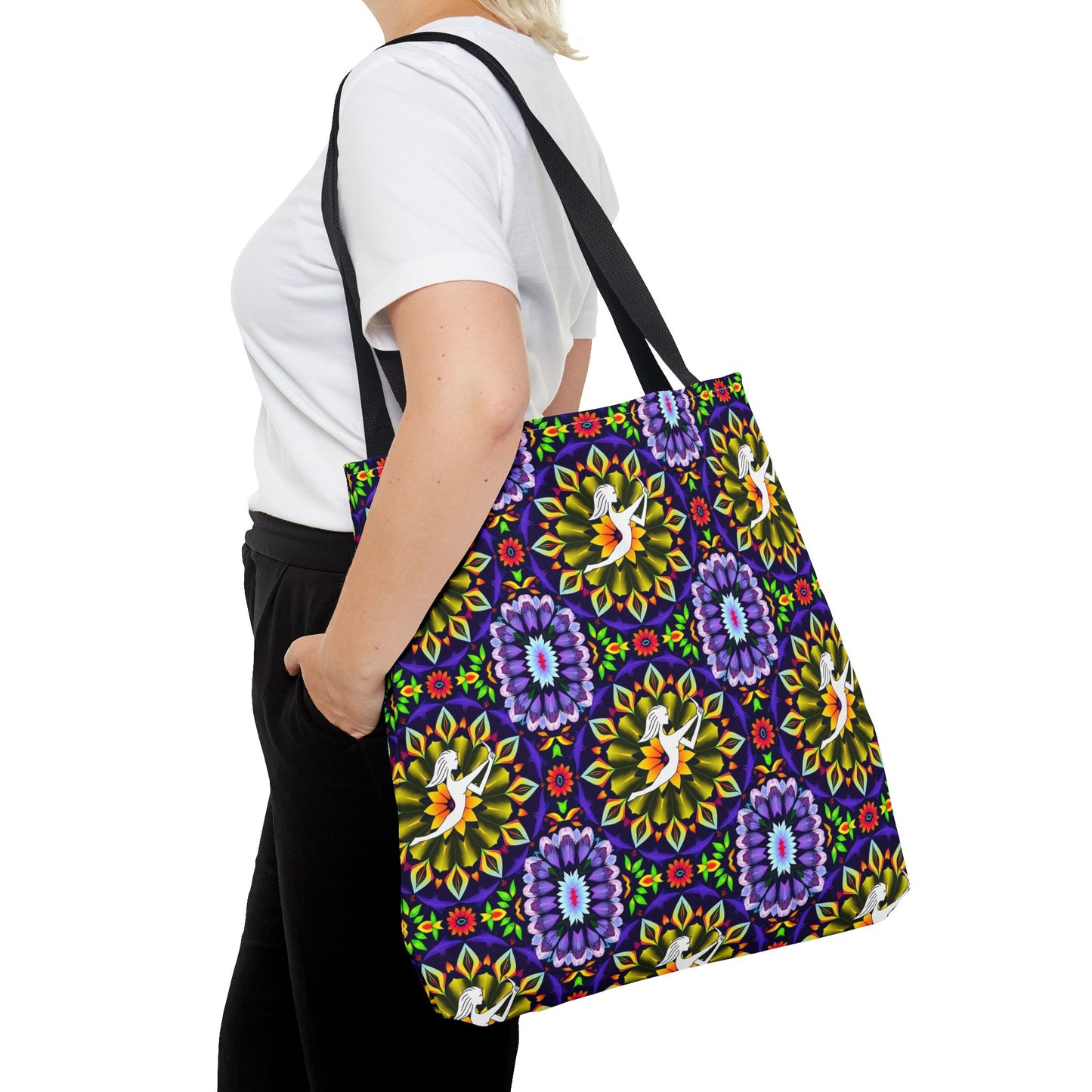 Tote Bag (AOP), Sagittarius, Zodiac v2, Flower Pattern