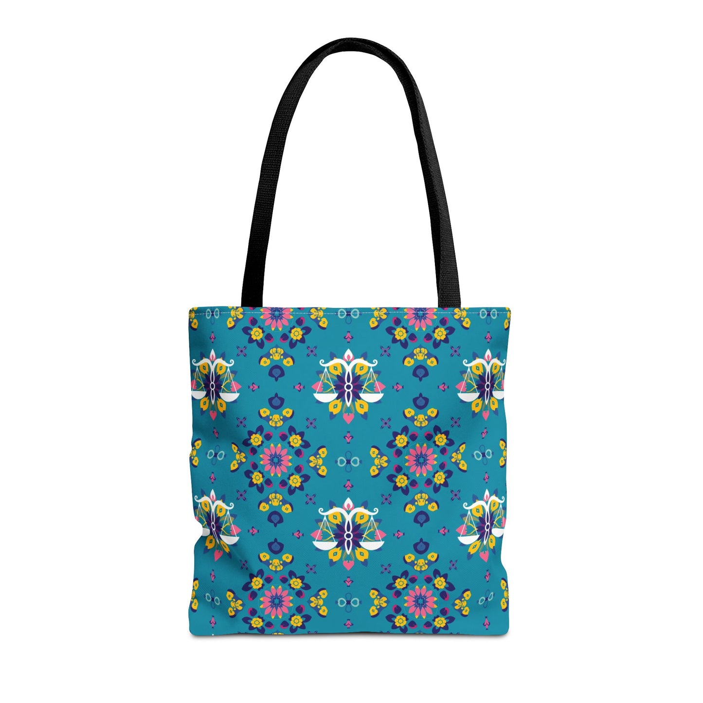 Tote Bag (AOP), Libra, Zodiac v1, Flower Pattern