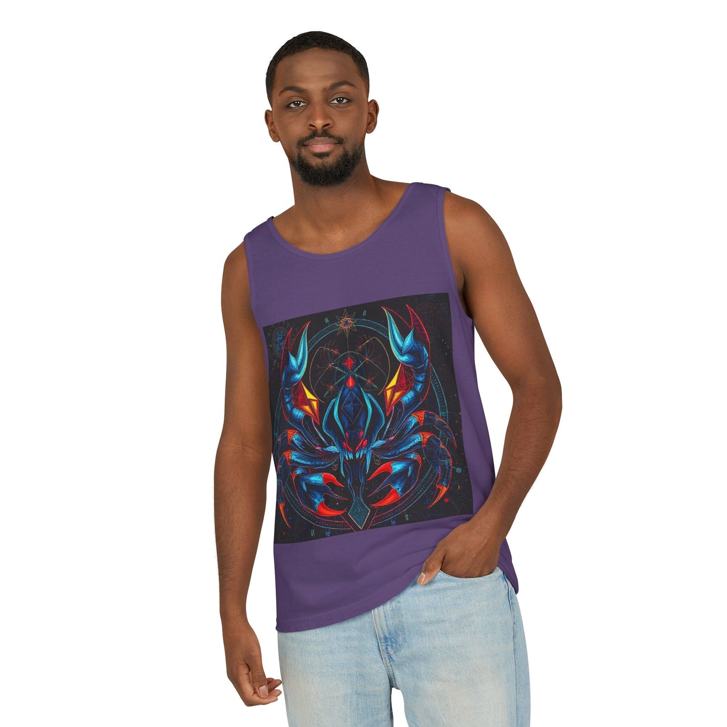Unisex Garment-Dyed, Tank Top, Scorpio Design, Pop Art v1, 100% US cotton