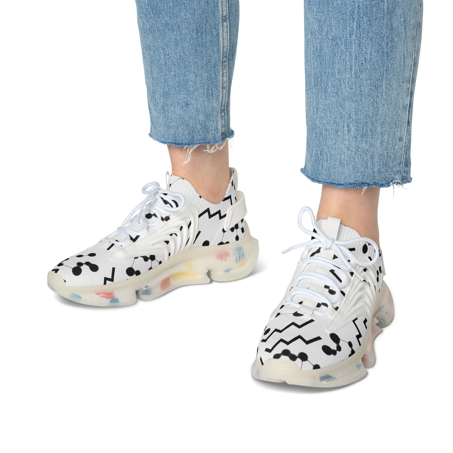 Women's Mesh Sneakers, Constellation & Symbol, Aquarius Zodiac Sign, AOP
