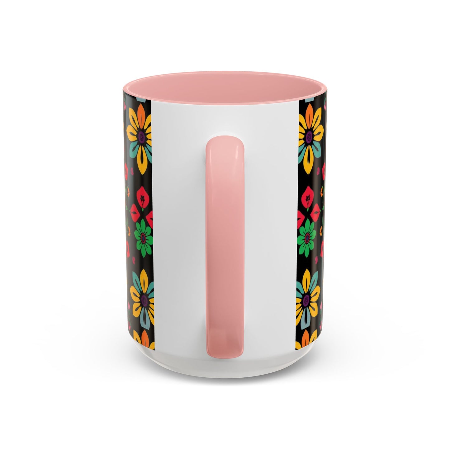 Accent Coffee Mug, Aries, Zodiac v3, Flower Pattern, (11, 15oz)
