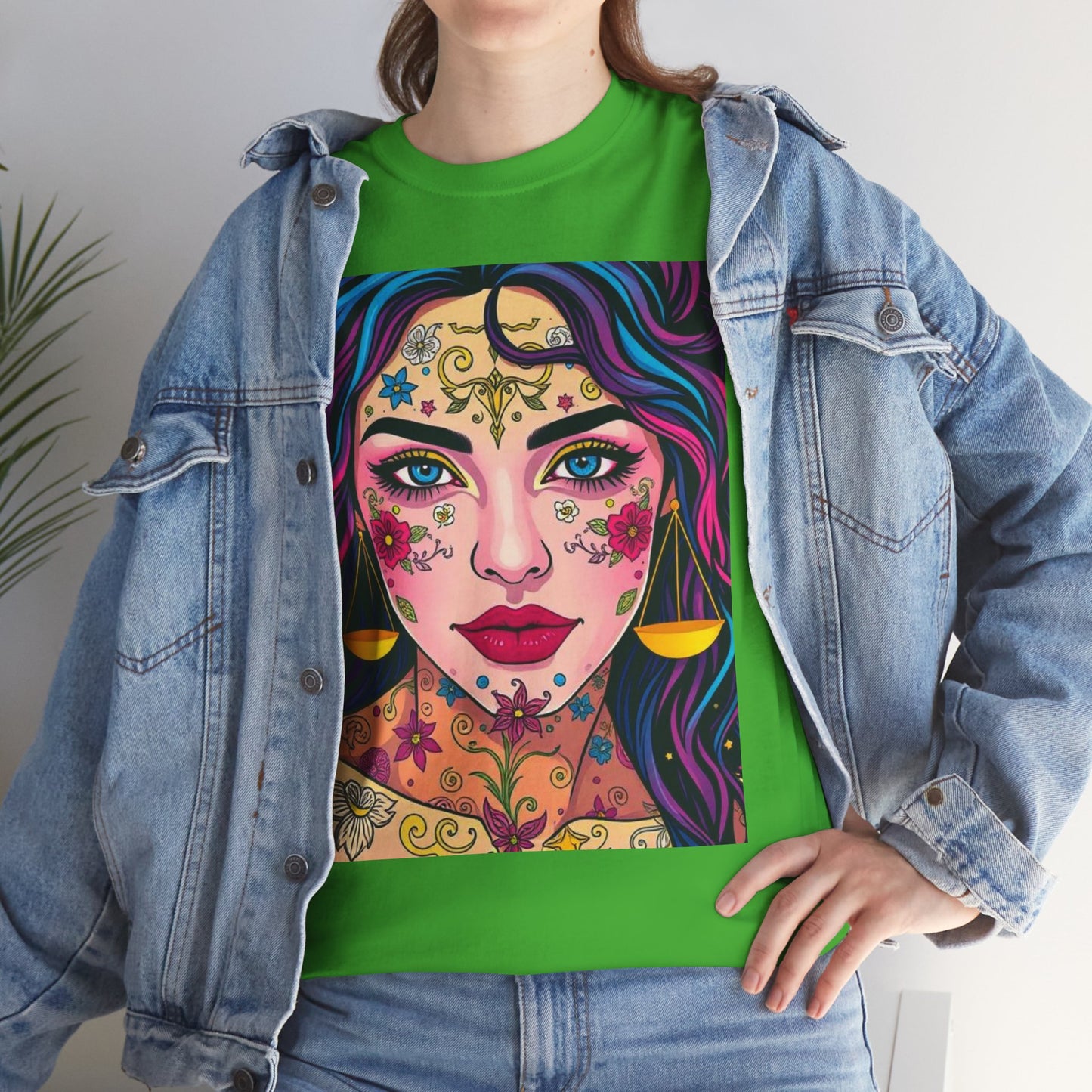 Unisex Heavy Cotton T-Shirt, Libra, Zodiac v4, Sexy Art