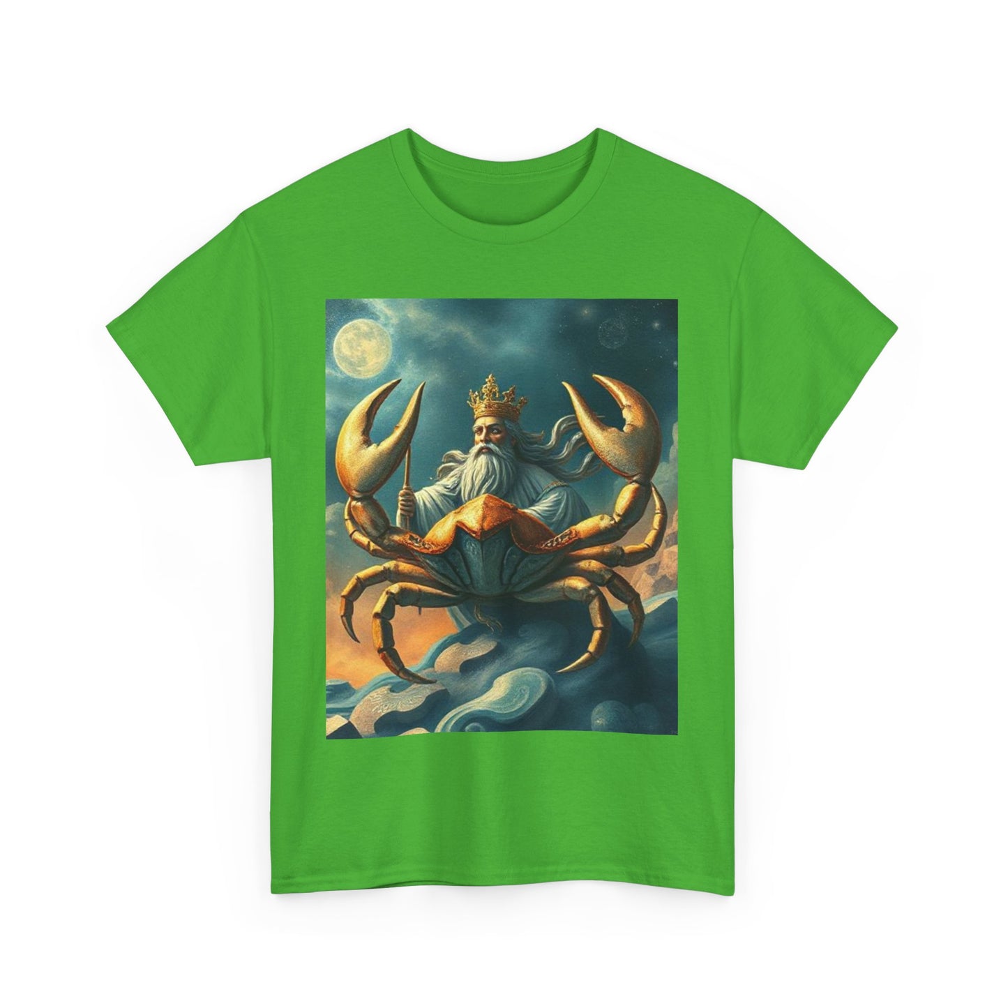 Unisex Heavy Cotton T-Shirt, Crustacean King, Cancer Zodiac Design