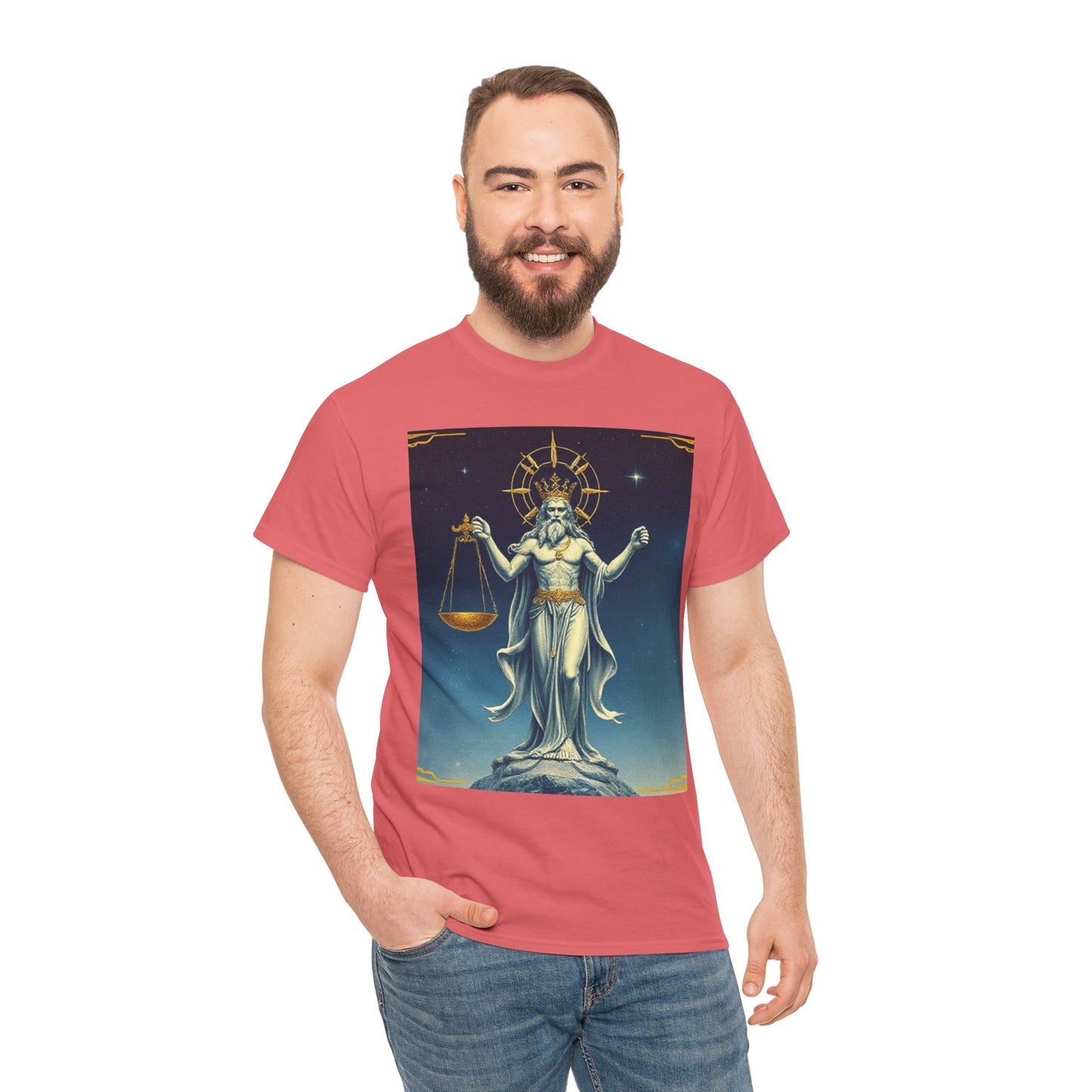Unisex Heavy Cotton T-Shirt Space v2, Libra God, Zodiac Design