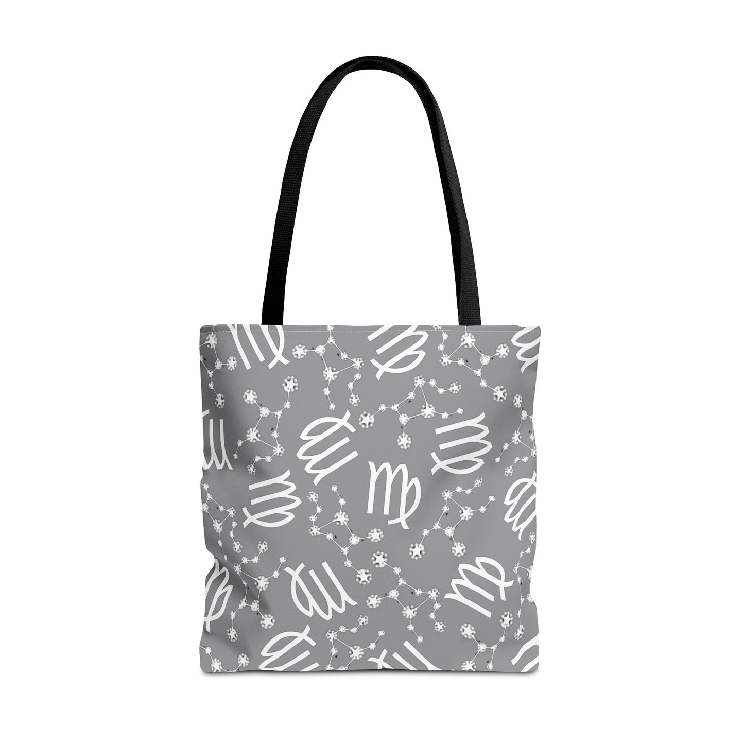 Tote Bag, Virgo Zodiac Sign, AOP, (Grey, White)