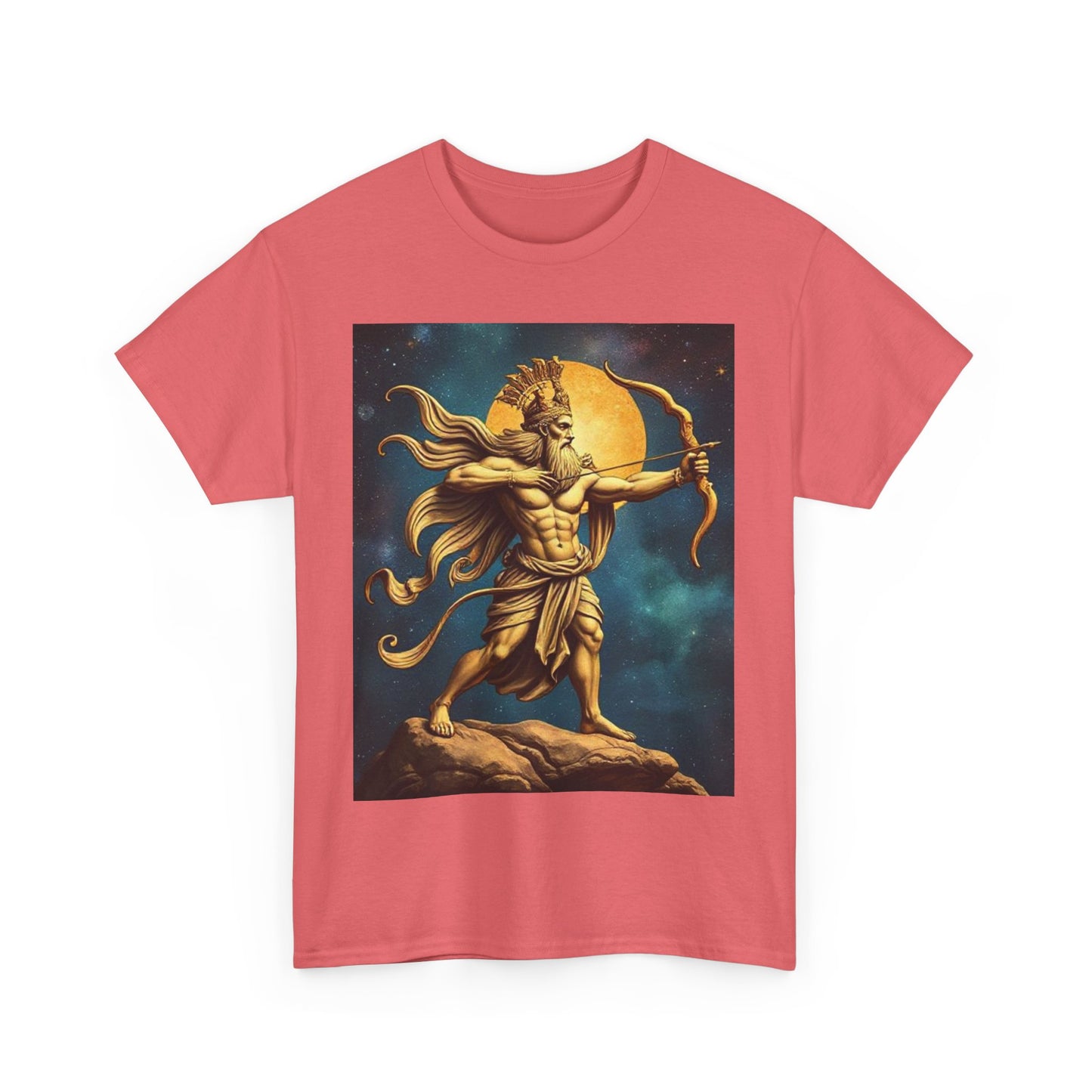 Unisex Heavy Cotton T-Shirt, Midnight Arrow, Sagittarius Zodiac Design