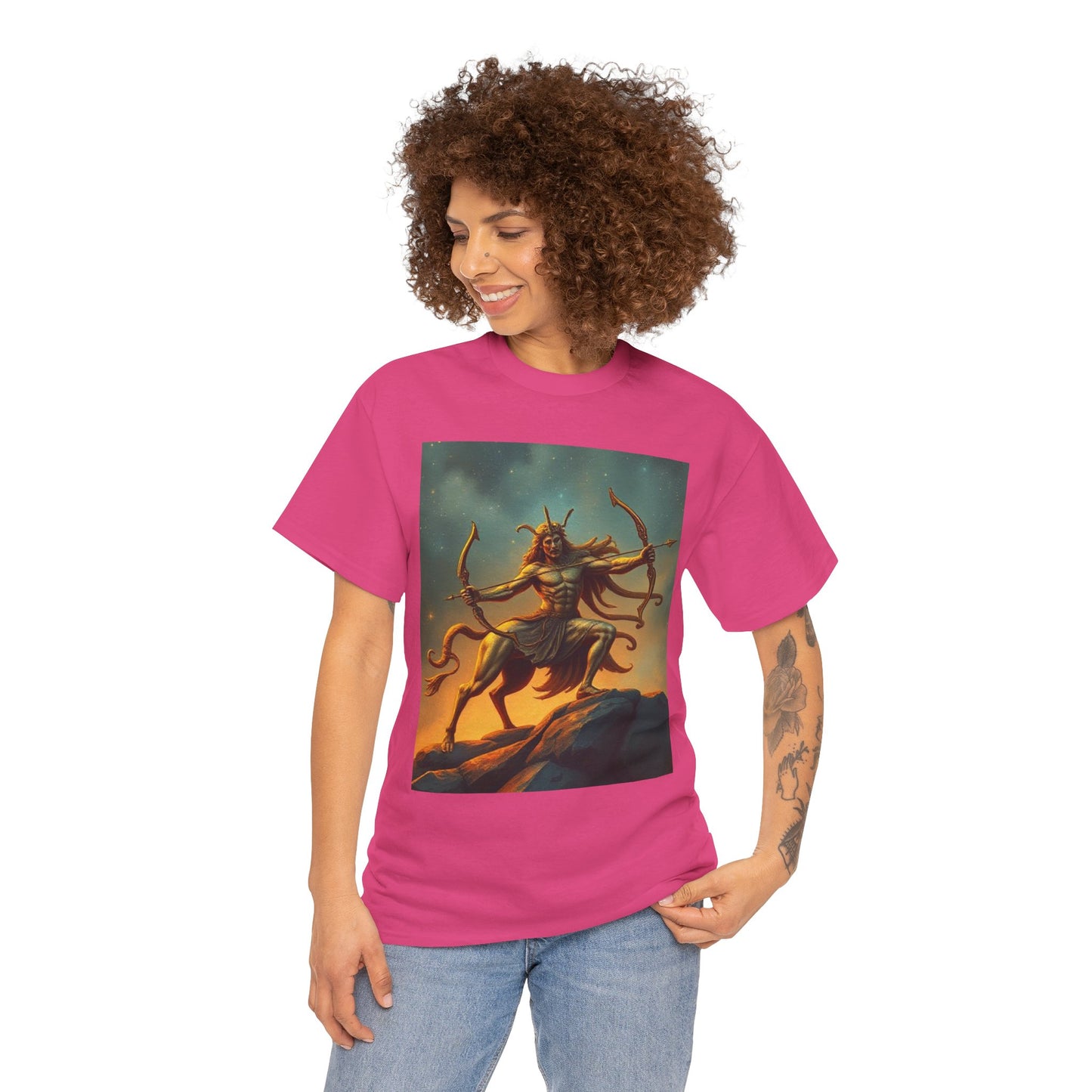 Unisex Heavy Cotton T-Shirt, Arrow Centaur v1, Sagittarius Zodiac Design