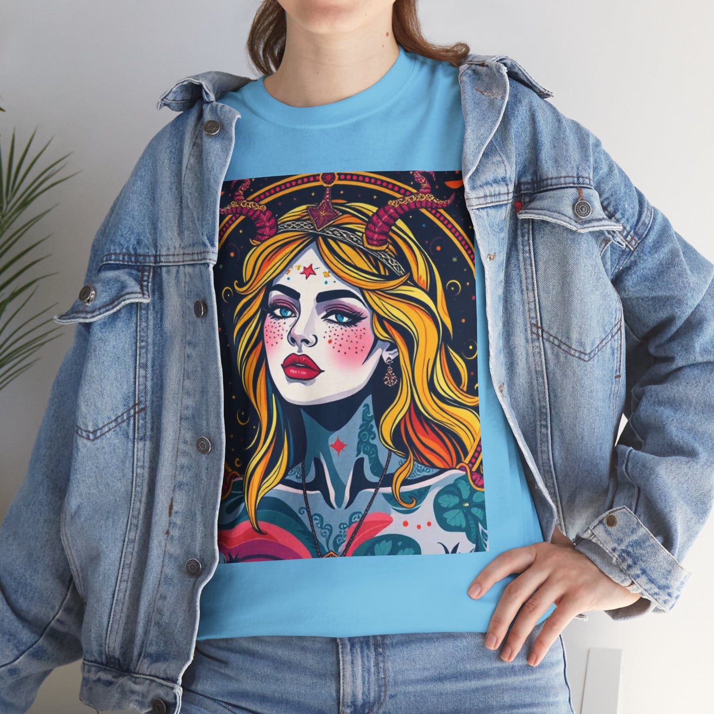 Unisex Heavy Cotton T-Shirt, Virgo, Zodiac v2, Sexy Art