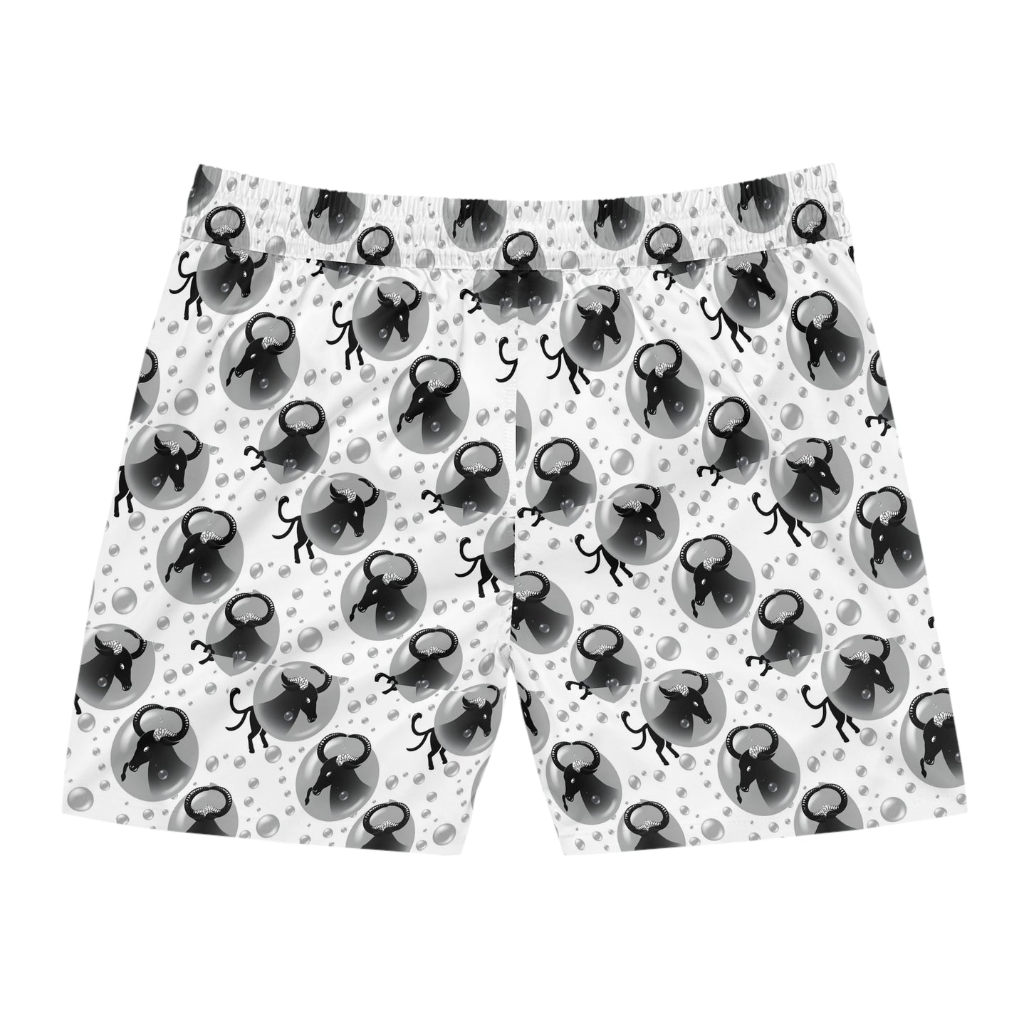 Men's Mid-Length Swim Shorts, (AOP), Taurus, Zodiac v2, Bubble Pattern