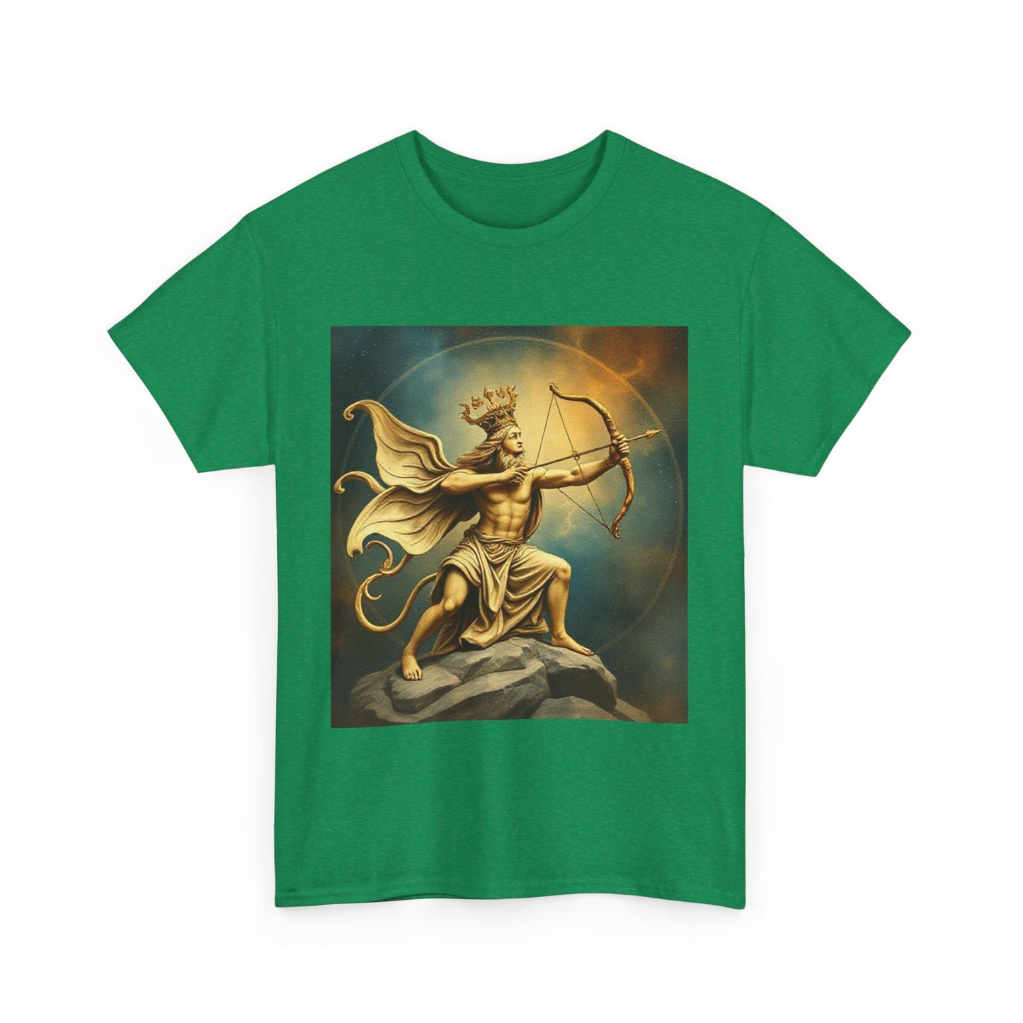 Unisex Heavy Cotton T-Shirt, Sagittarius King, Bow & Arrow, Zodiac Design