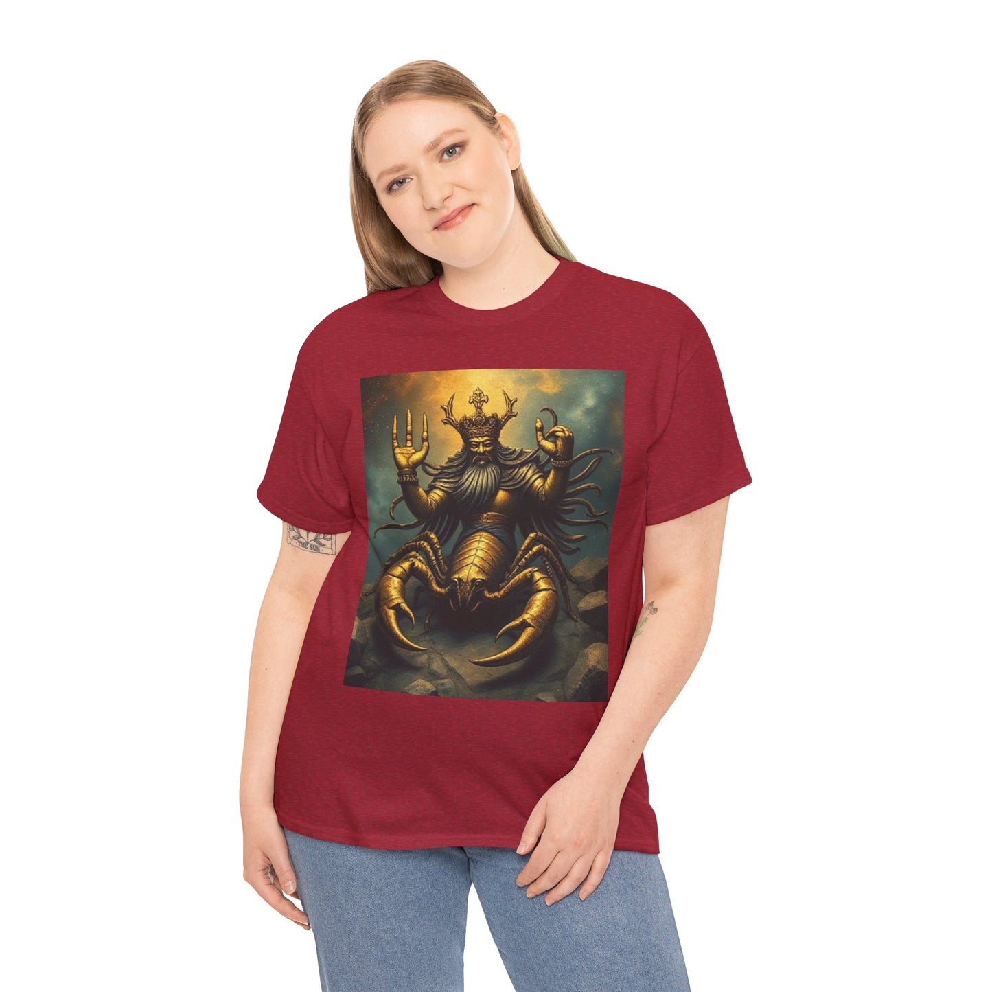 Unisex Heavy Cotton T-Shirt, Desert Scorpio King, Zodiac Design