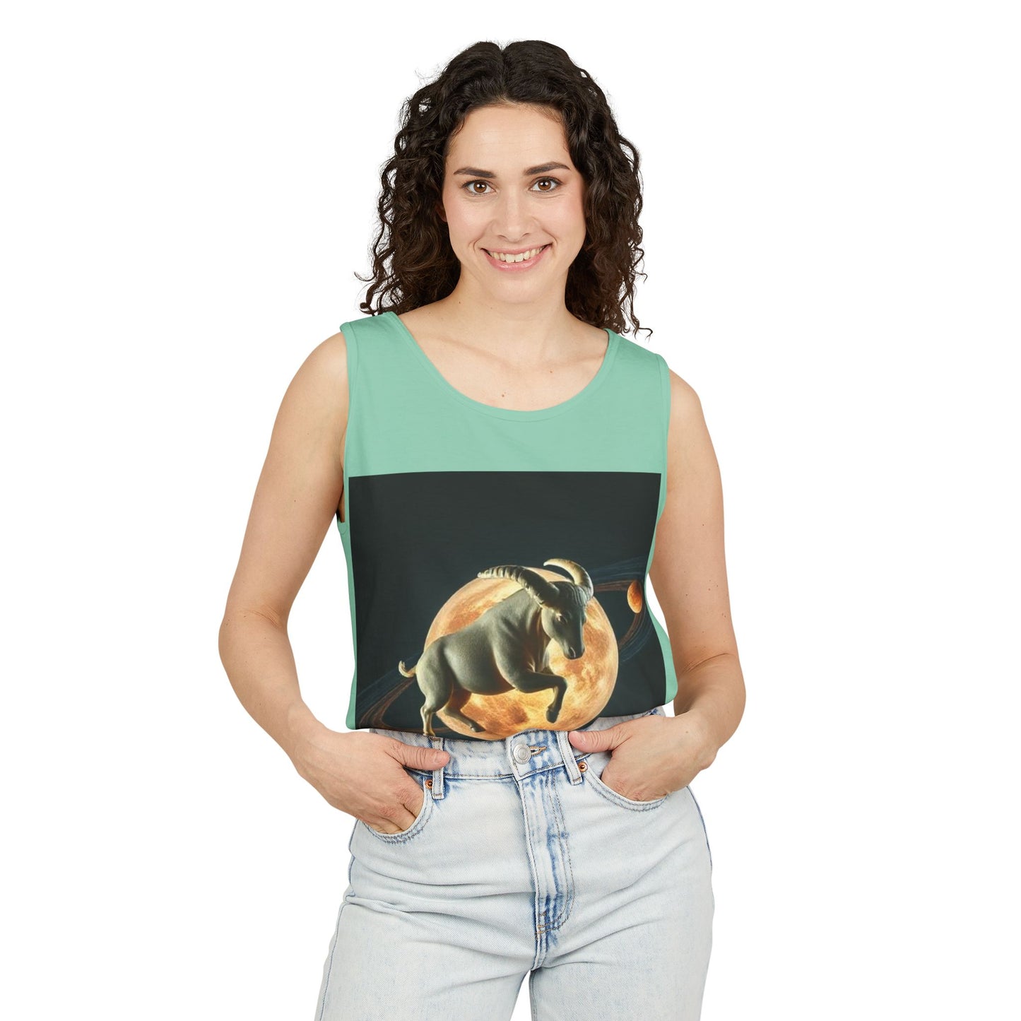 Unisex Garment-Dyed, Tank Top, Taurus Design, Planet Animal, 100% US cotton