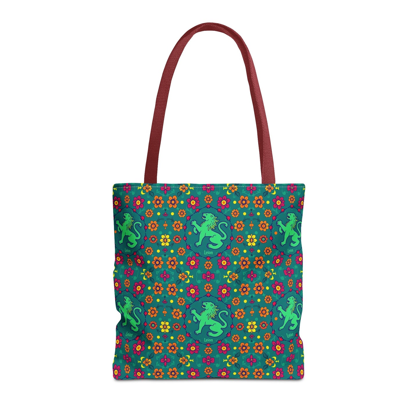 Tote Bag (AOP), Leo, Zodiac v1, Flower Pattern