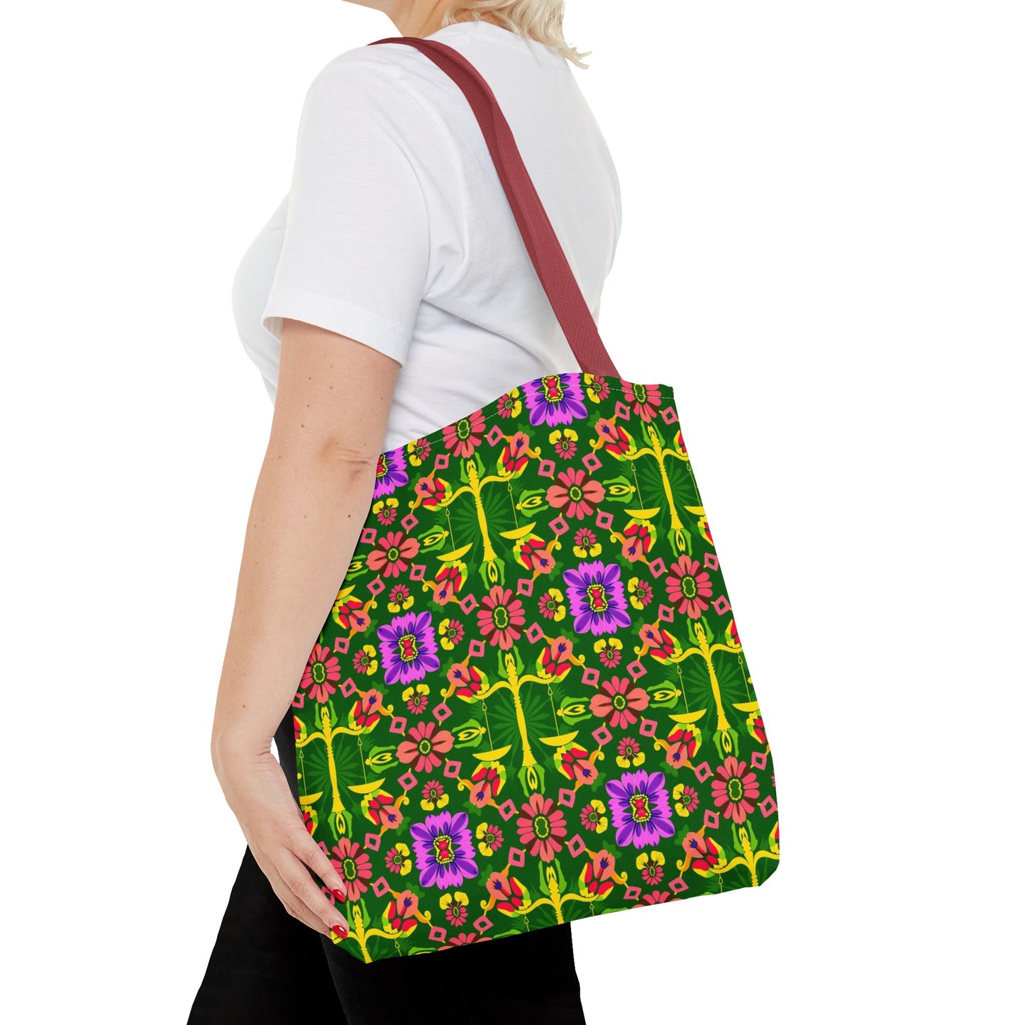 Tote Bag (AOP), Libra, Zodiac, Flower Pattern