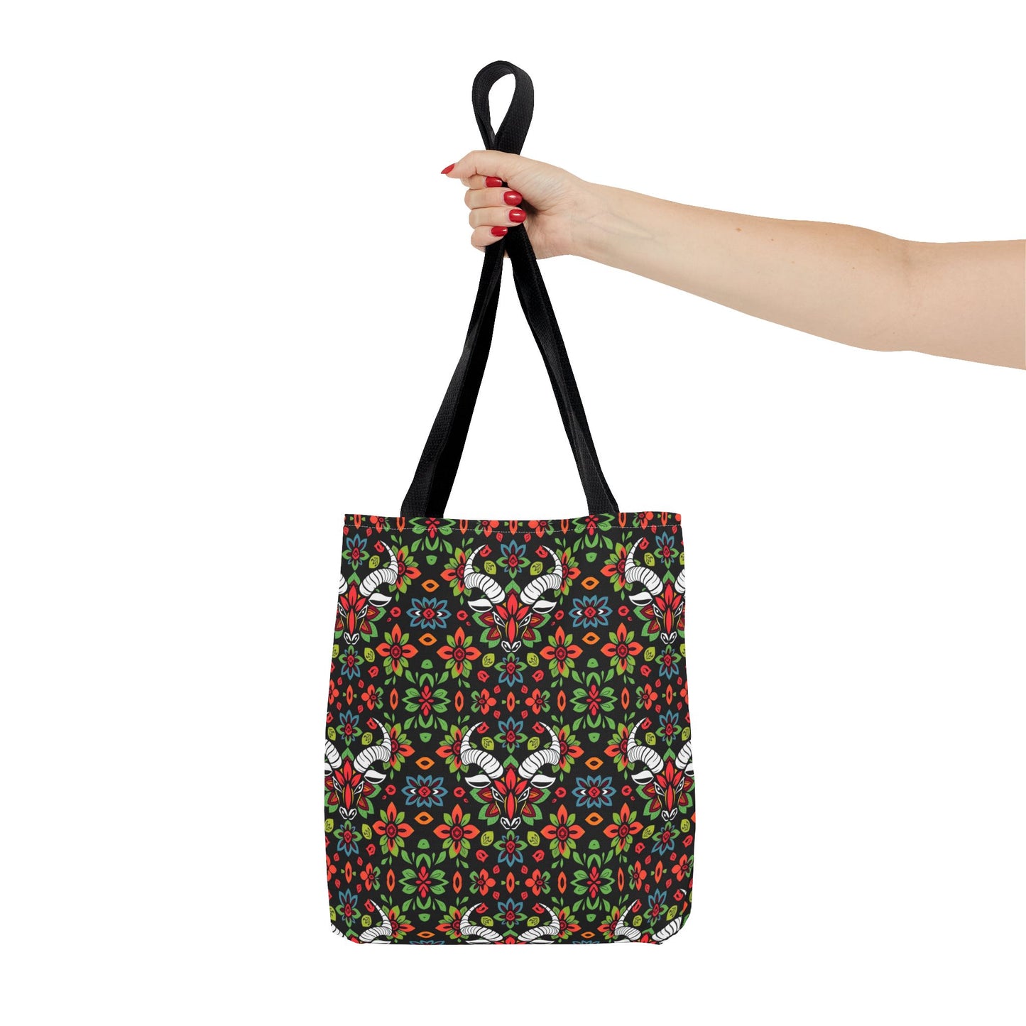 Tote Bag (AOP), Taurus, Zodiac v1, Flower Pattern