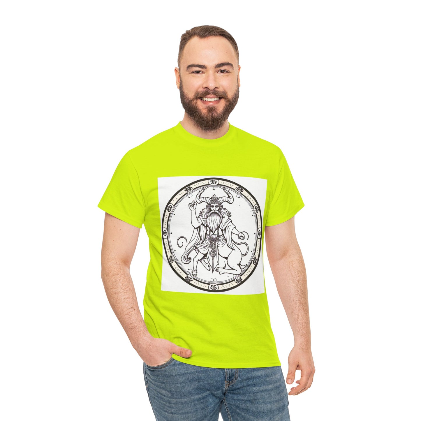Unisex Heavy Cotton T-Shirt, Bull Centaur v1, Taurus Zodiac Design