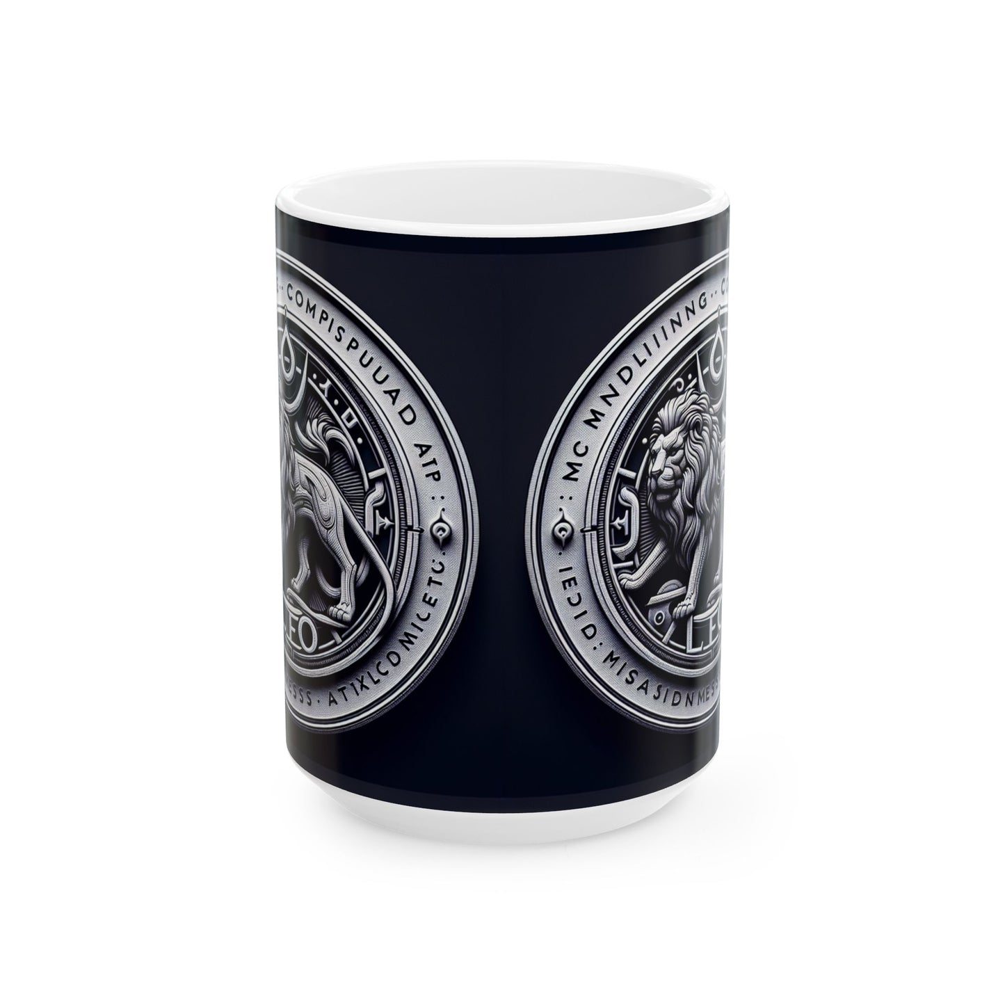 Ceramic Mug, (11oz, 15oz), Ceramic Coffee Mug, Sliver Lion, Leo Zodiac Design