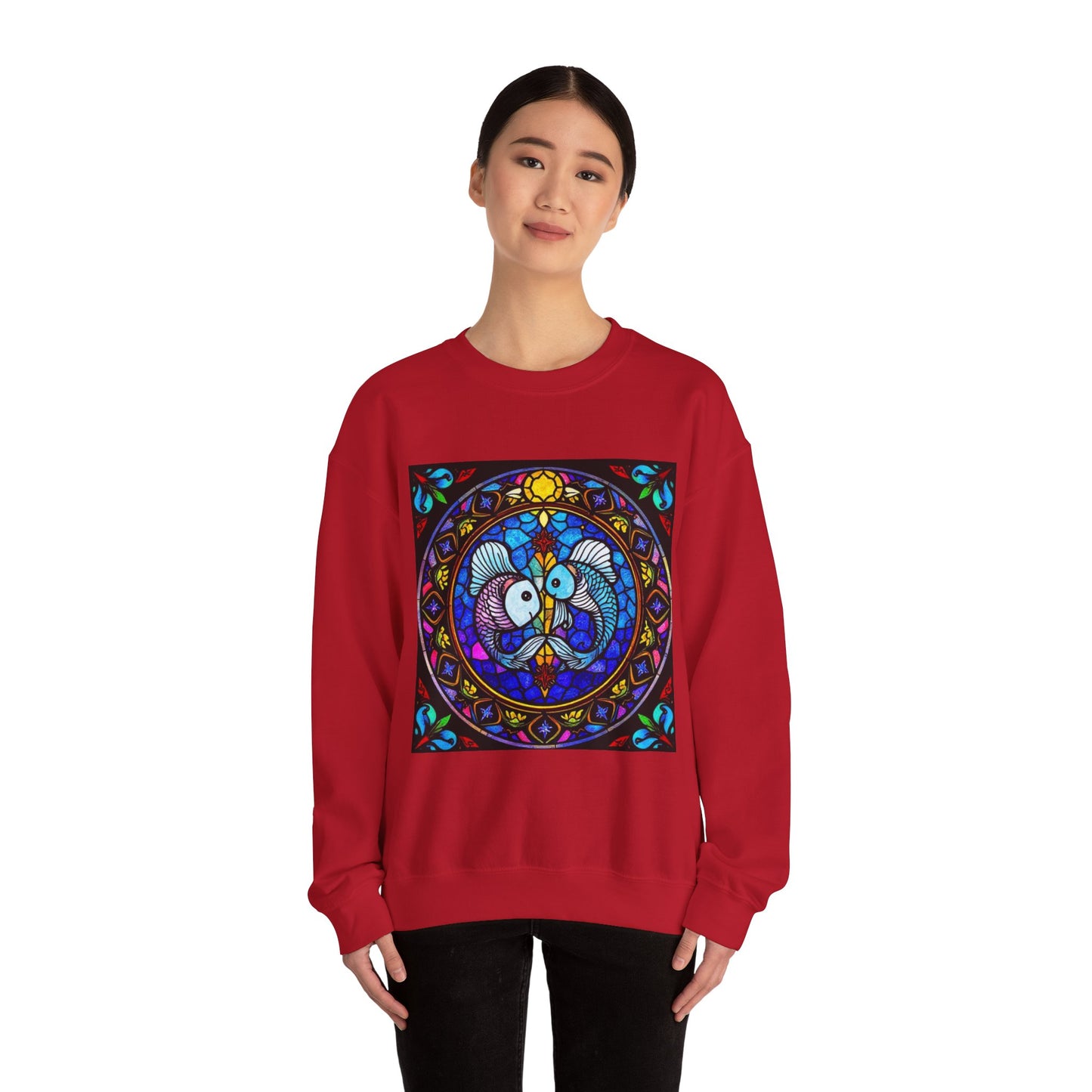 Unisex Heavy Blend™ Crewneck Sweatshirt, Glass, Pisces Zodiac Design