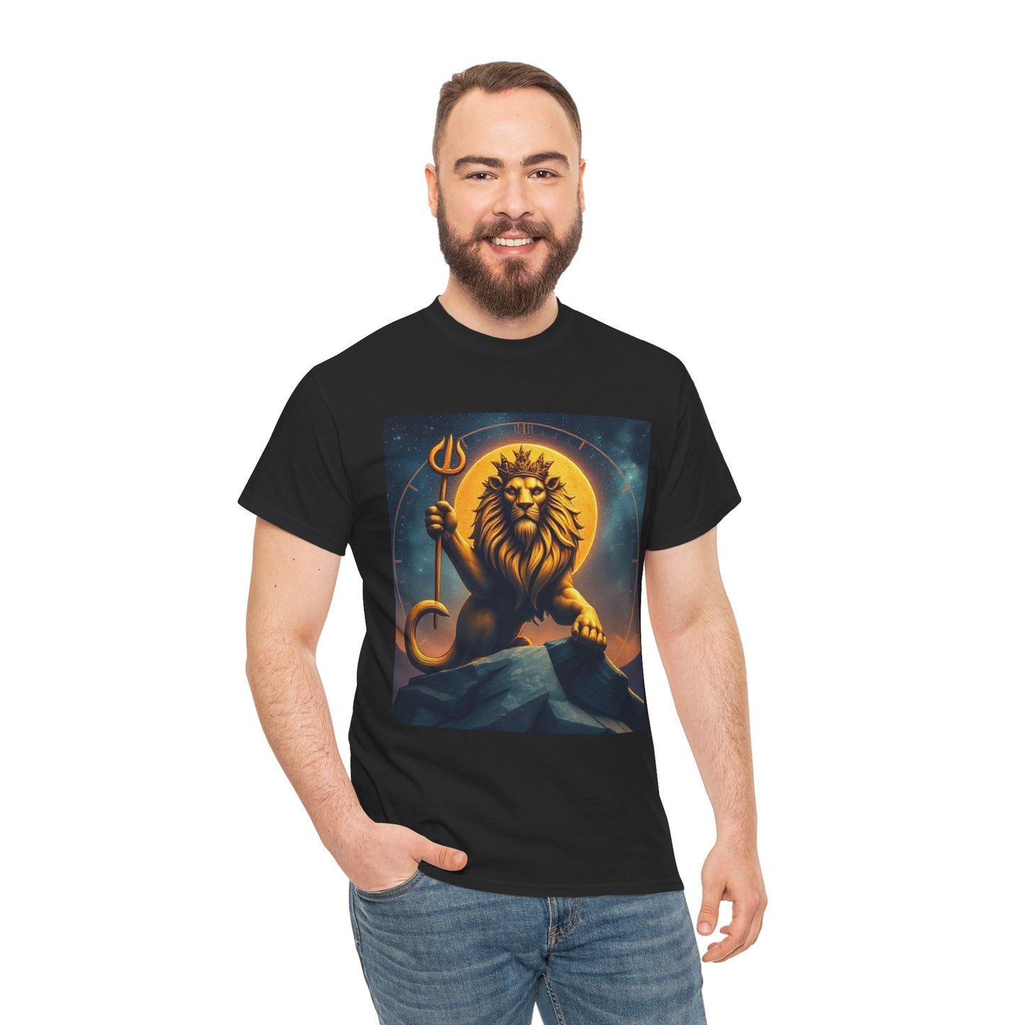 Unisex Heavy Cotton T-Shirt, King of Lion v3, Leo Zodiac Design