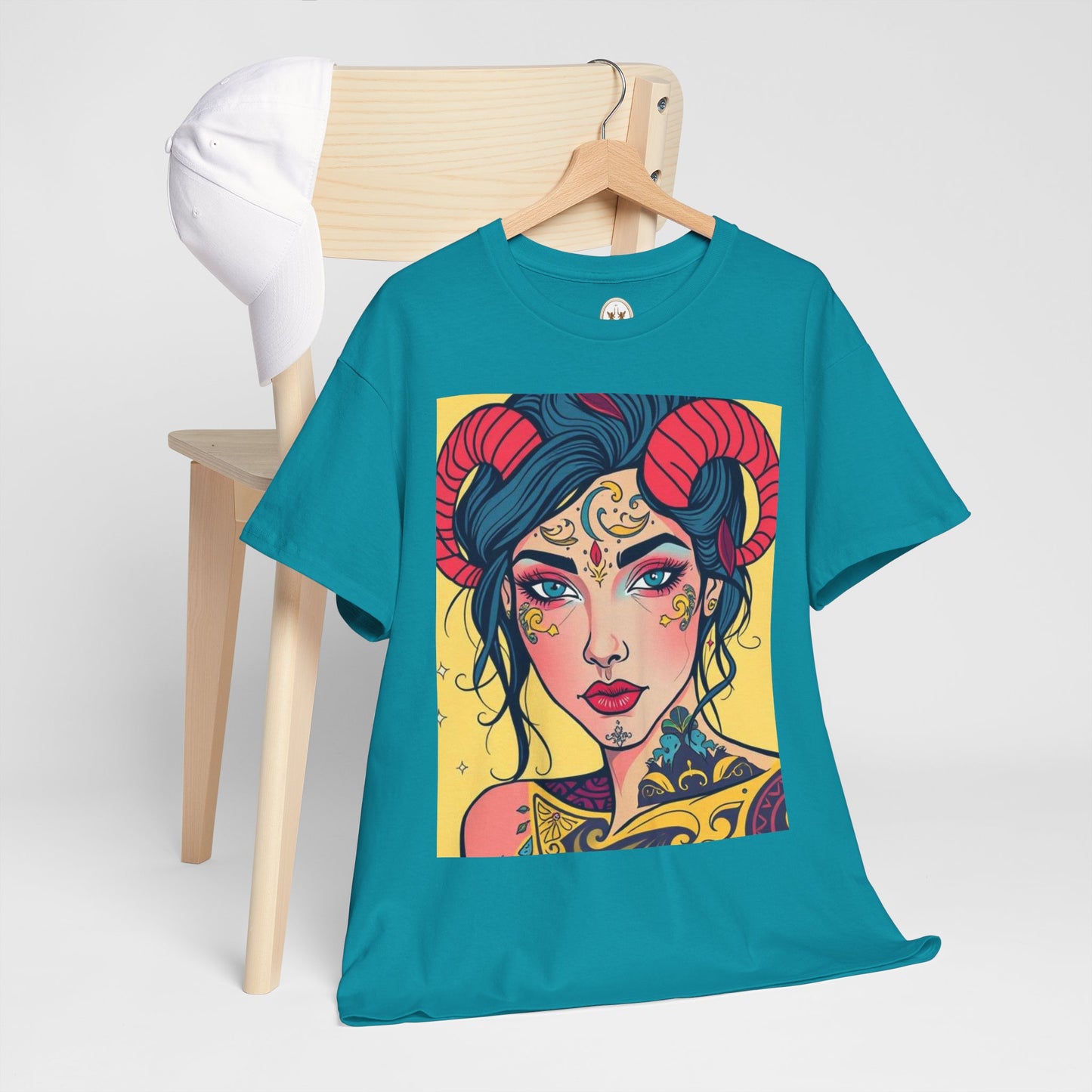 Unisex Heavy Cotton T-Shirt, Aries, Zodiac, Sexy Art
