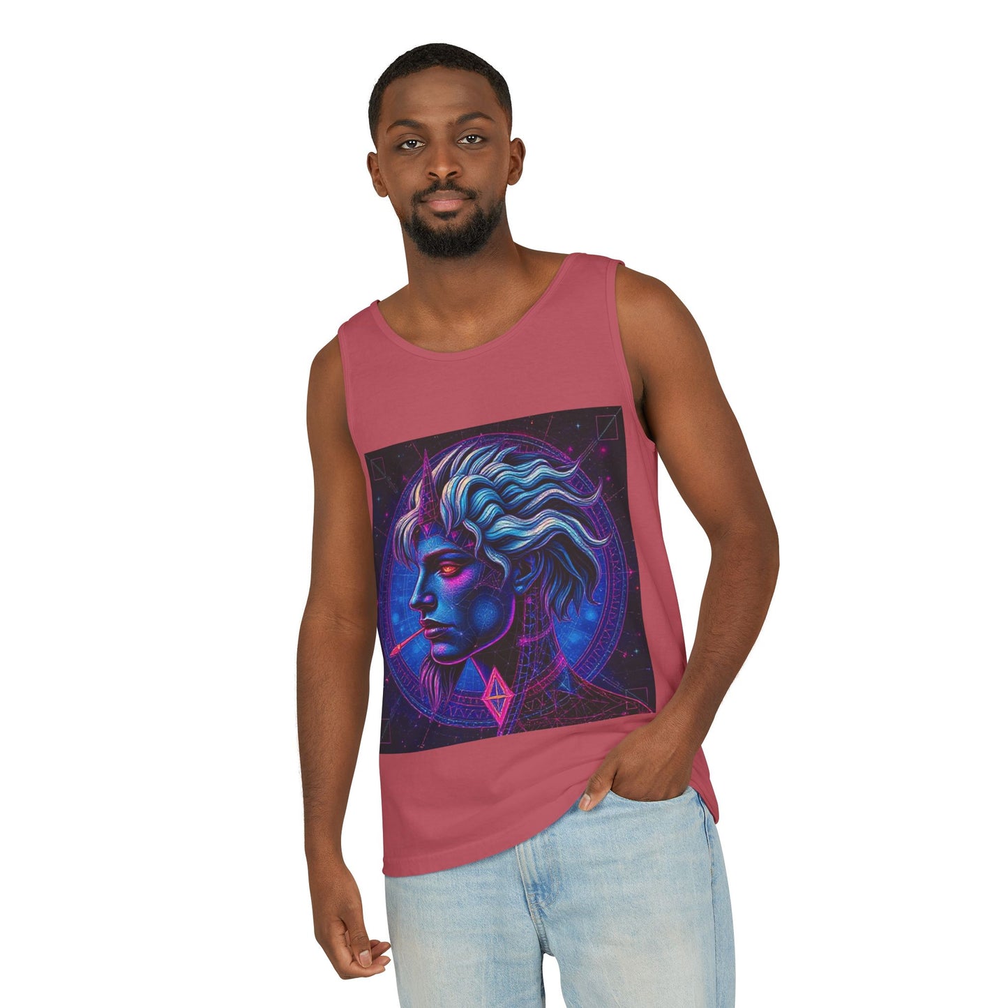Unisex Garment-Dyed, Tank Top, Gemini, Pop Art v1, 100% US cotton