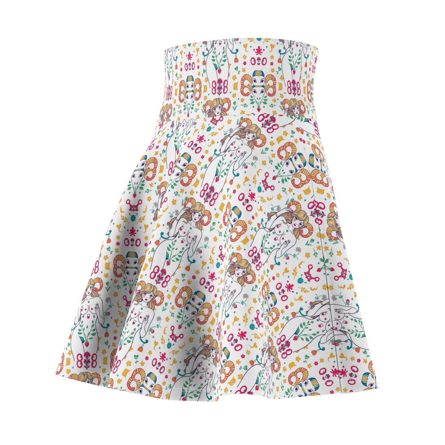 Women's Skater Skirt, (AOP), Aries, Zodiac, Sexy Pattern