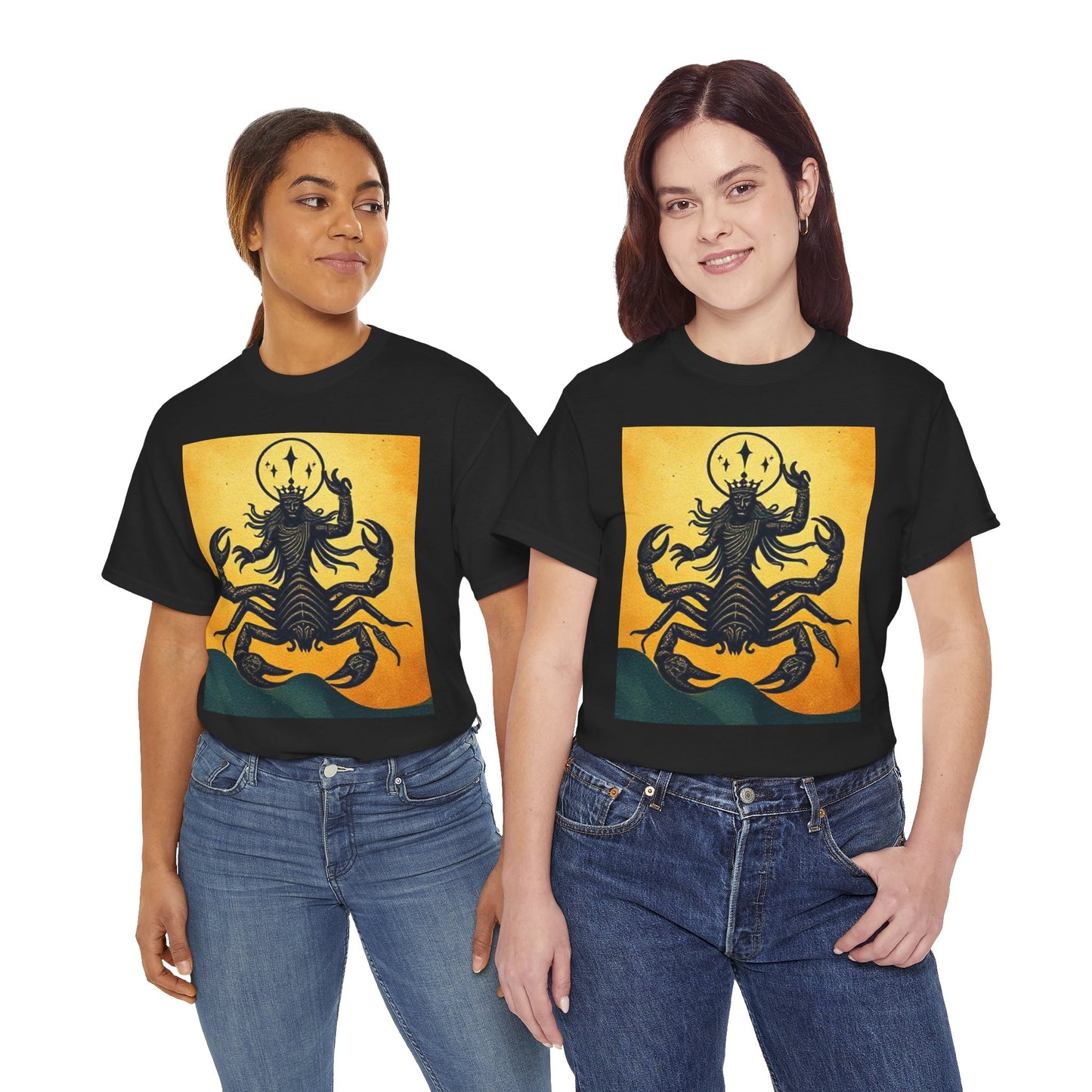 Unisex Heavy Cotton T-Shirt, Scorpion King, Print Art v1, Scorpio Zodiac Design