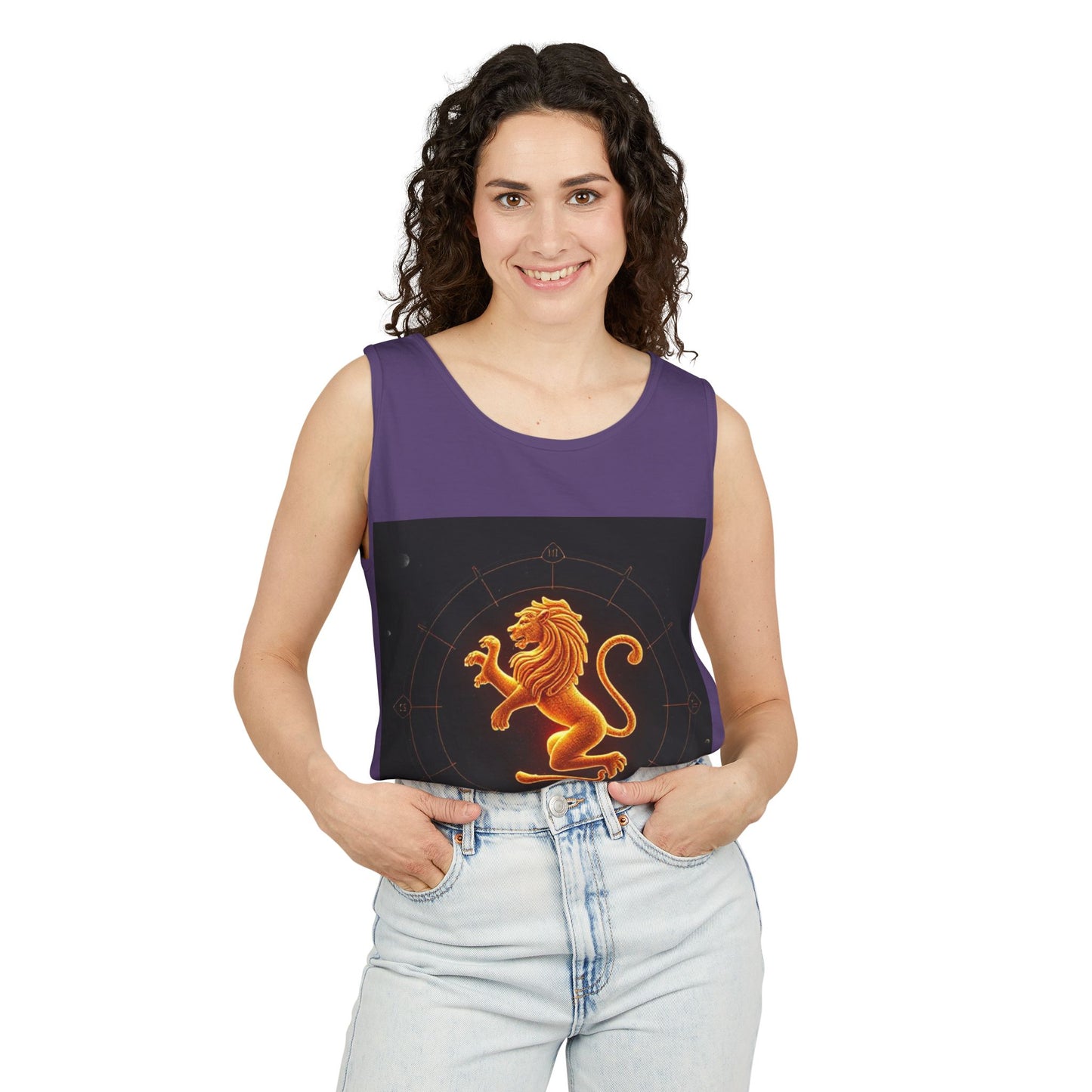 Unisex Garment-Dyed, Tank Top, Leo Design, Space Animal v1, 100% US cotton