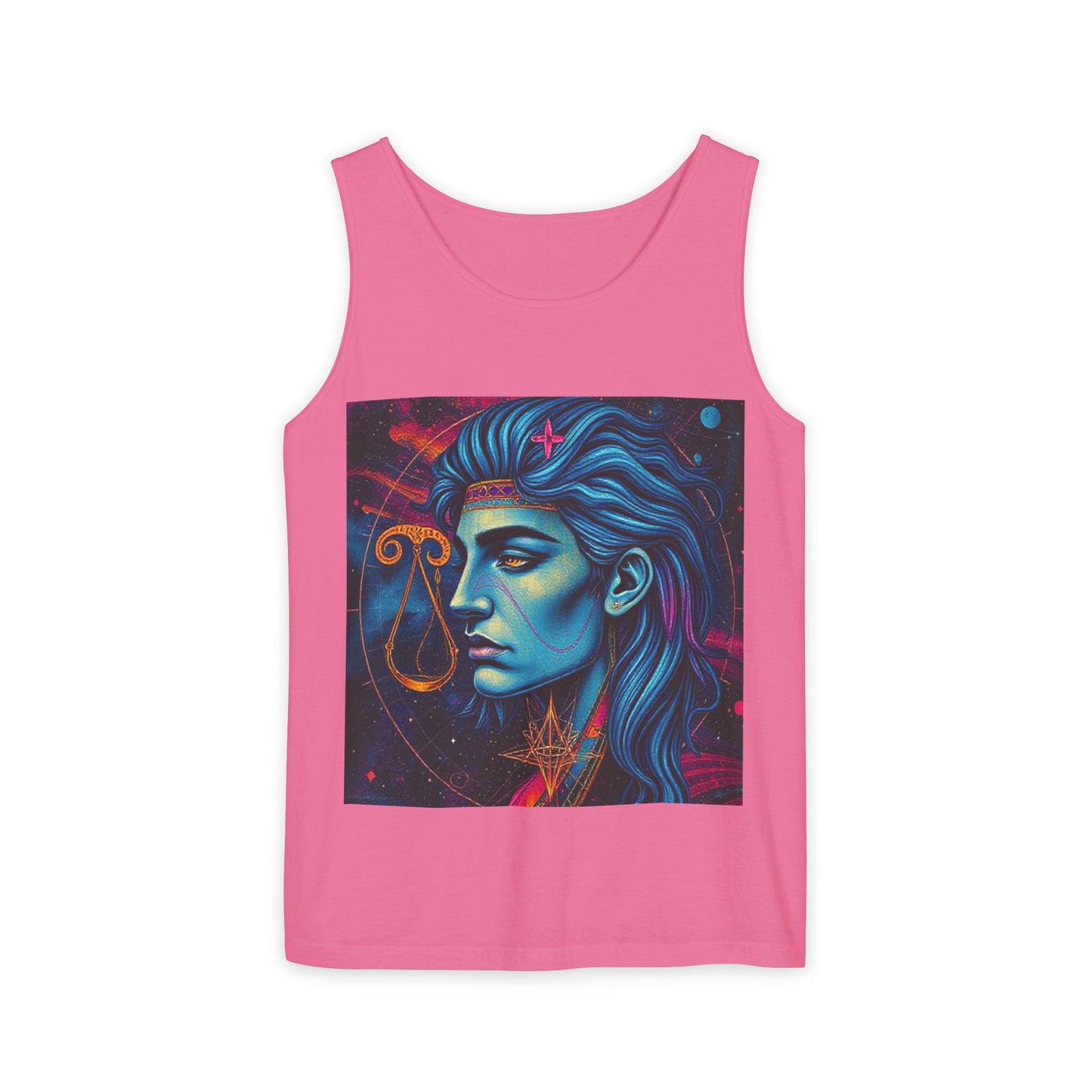 Unisex Garment-Dyed, Tank Top, Libra Design, Pop Art v1, 100% US cotton