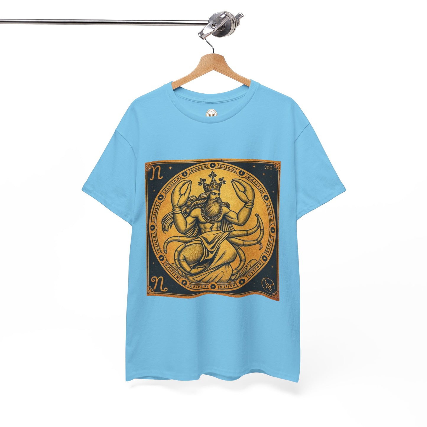 Unisex Heavy Cotton T-Shirt, Crab King v1, Cancer Zodiac Design